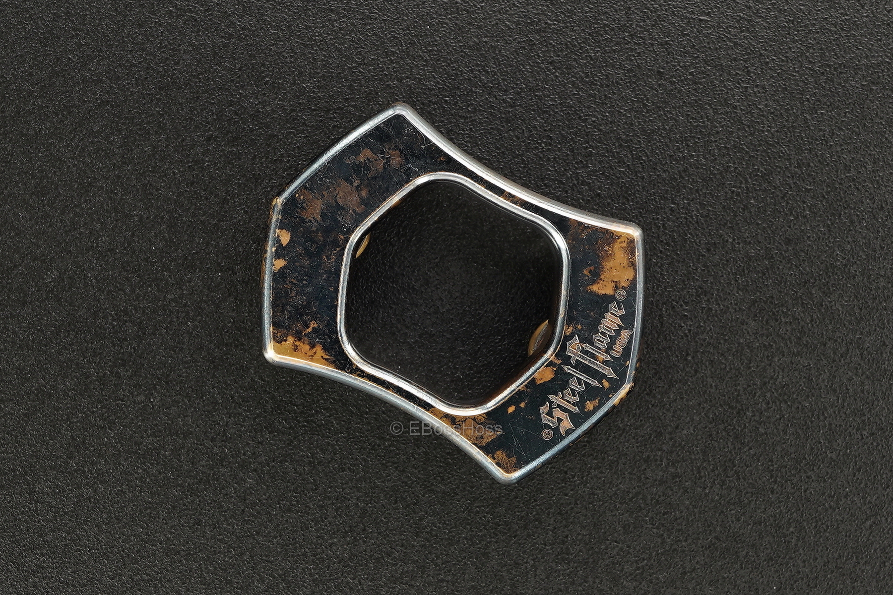 Steel Flame Custom Thick Pile of Skulls Ring