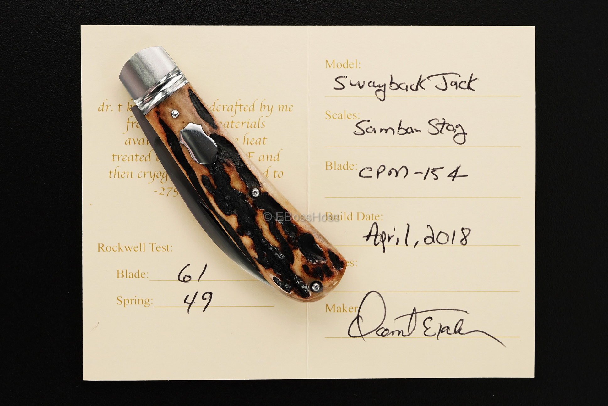 Dr T Knives / David Taber Custom Bolstered Swayback Jack Knife