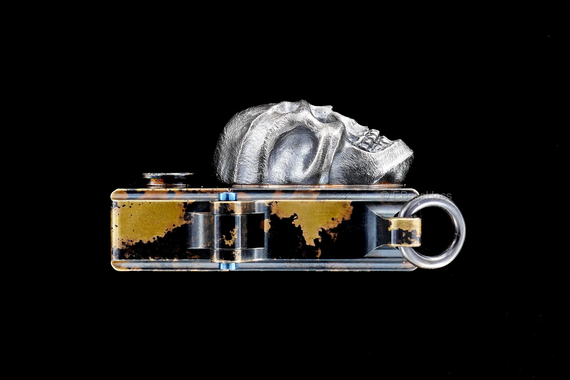 Steel Flame Custom Sledge Lighter ONE - with XXX Darkness Sterling Silver Skull by Derrick Obatake