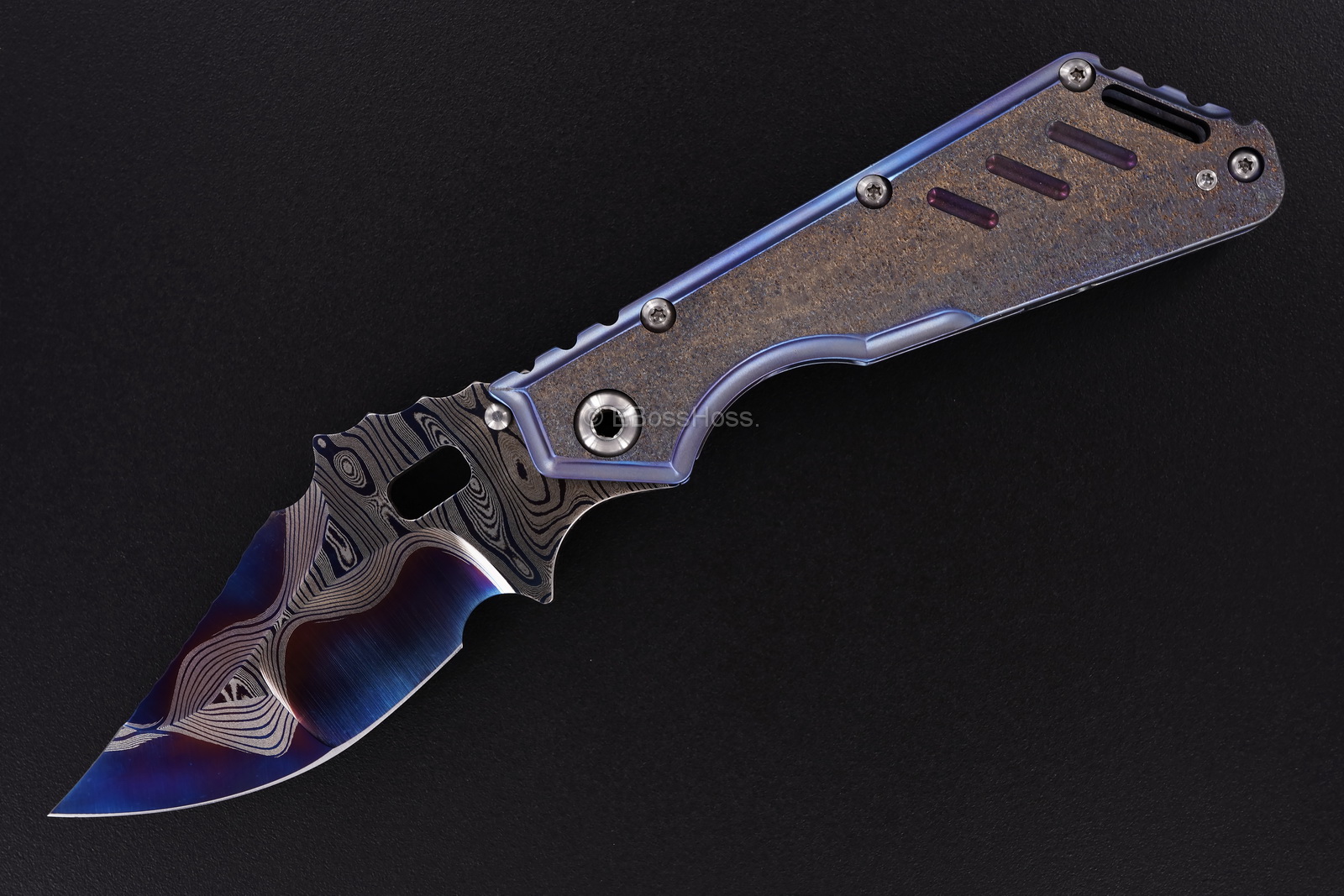 Mick Strider Custom (MSC) Cobalt-San Mai Damascus XL - Nightmare Dragon-grind