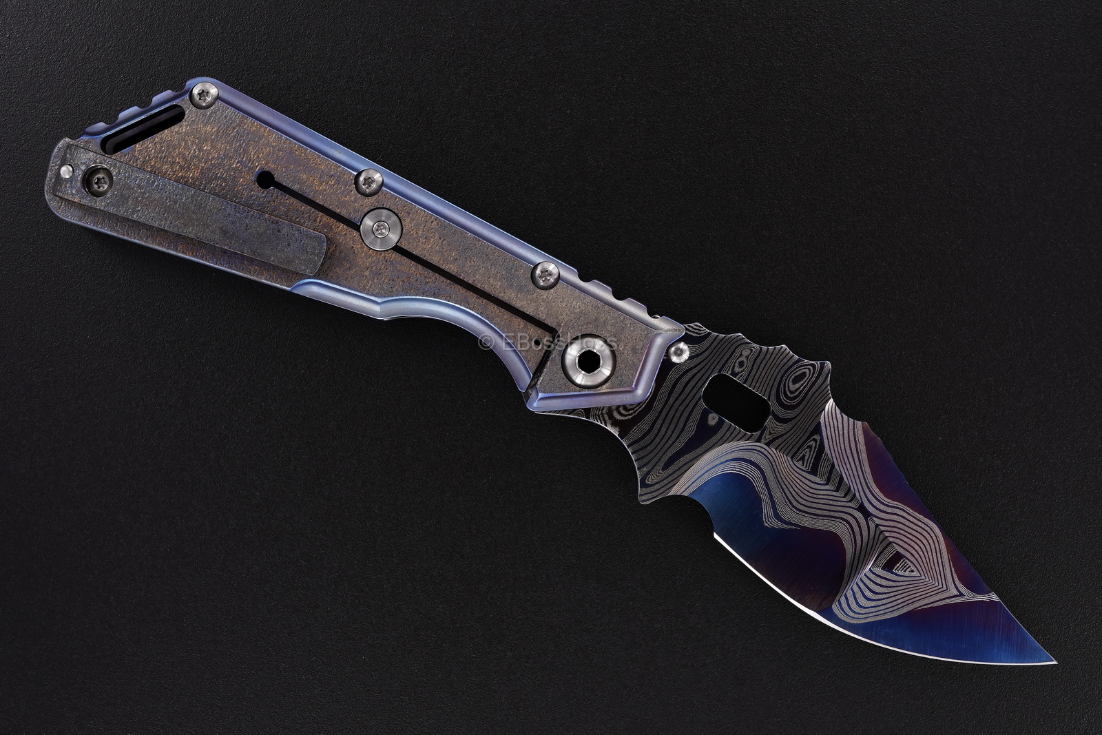 Mick Strider Custom (MSC) Cobalt-San Mai Damascus XL - Nightmare Dragon-grind