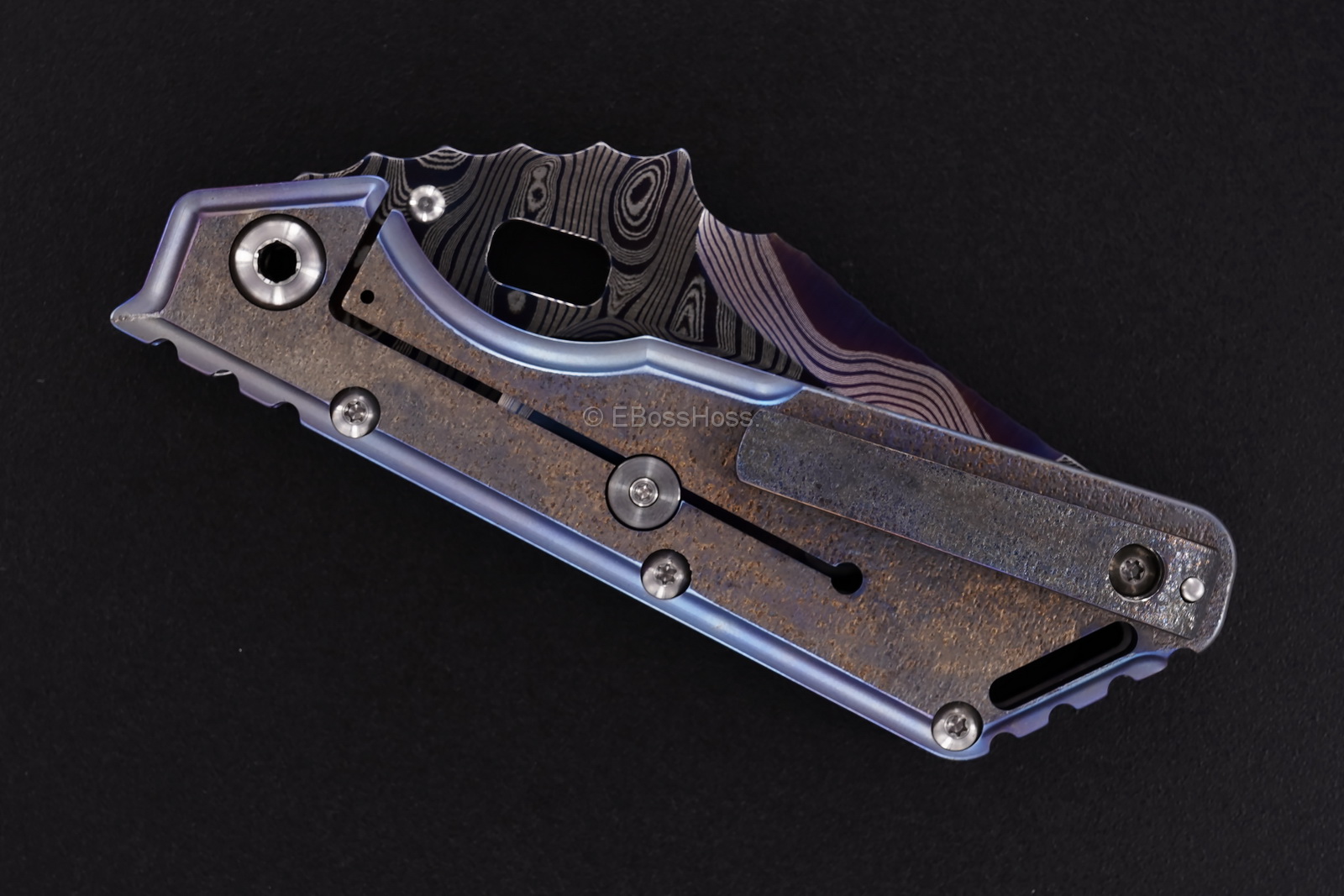 Mick Strider Custom (MSC) Cobalt-San Mai Damascus XL - Nightmare Dragon-grind