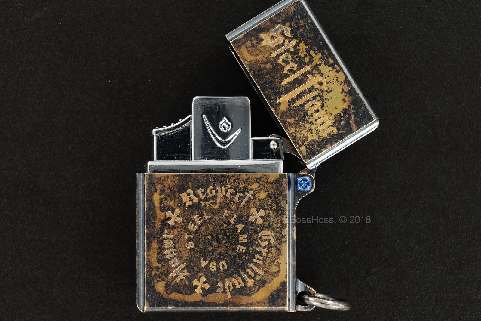 Steel Flame Custom Sledge Lighter - ONE - with Pile of Darkness Skulls in Sterling -- by Derrick Obatake