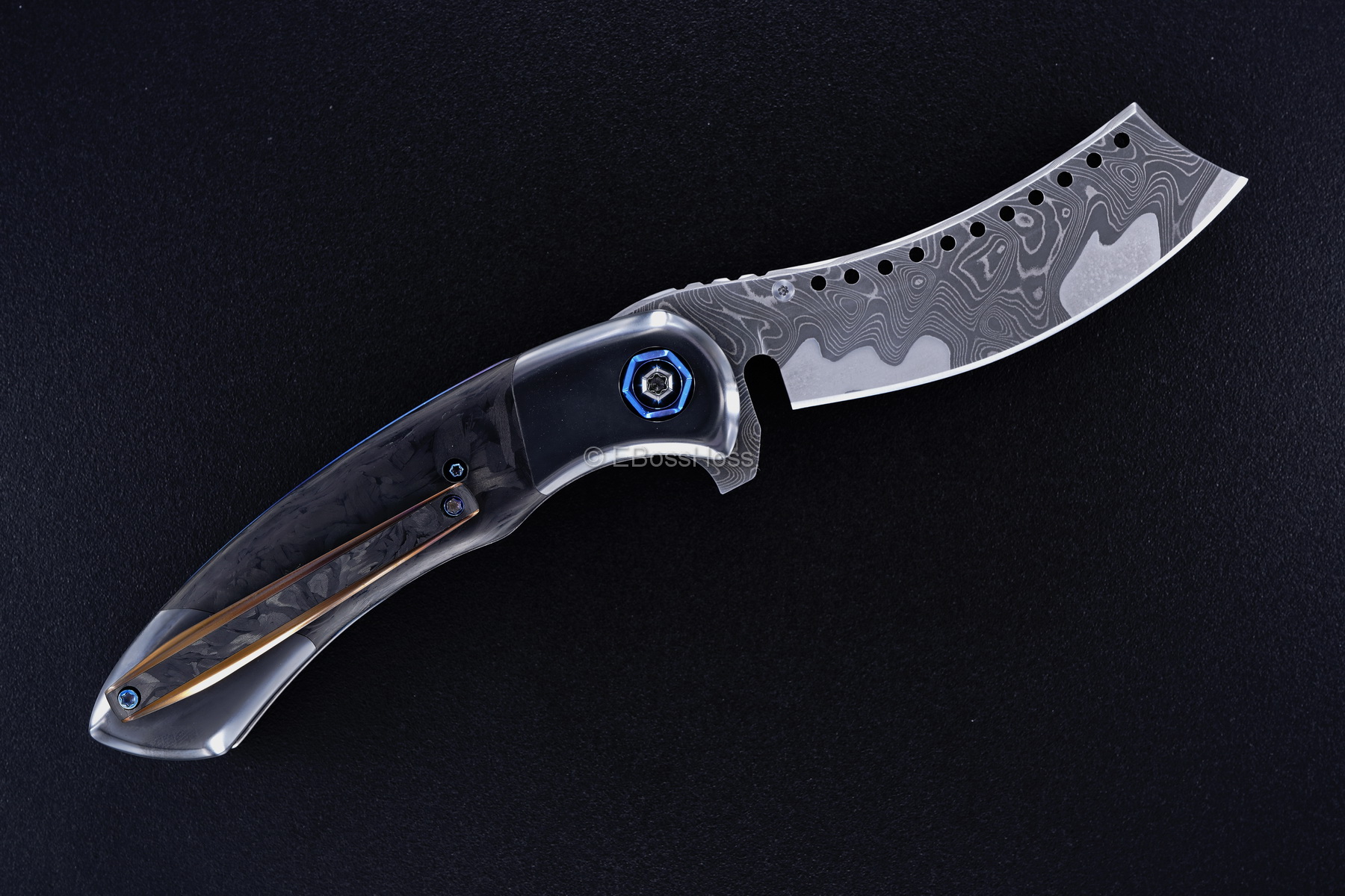 Black Horse Knives Custom Deluxe Black Death Hell Razor Flipper