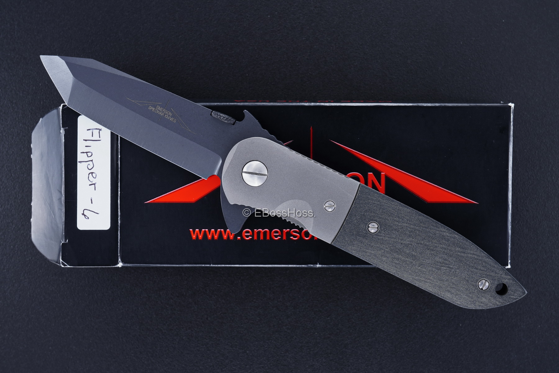 Ernie Emerson Custom Black CQC-6 Flipper w/Wave