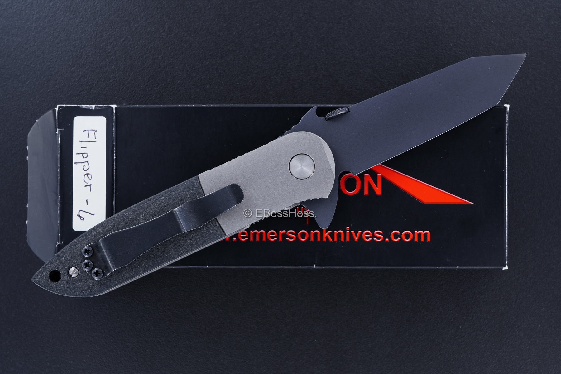 Ernie Emerson Custom Black CQC-6 Flipper w/Wave