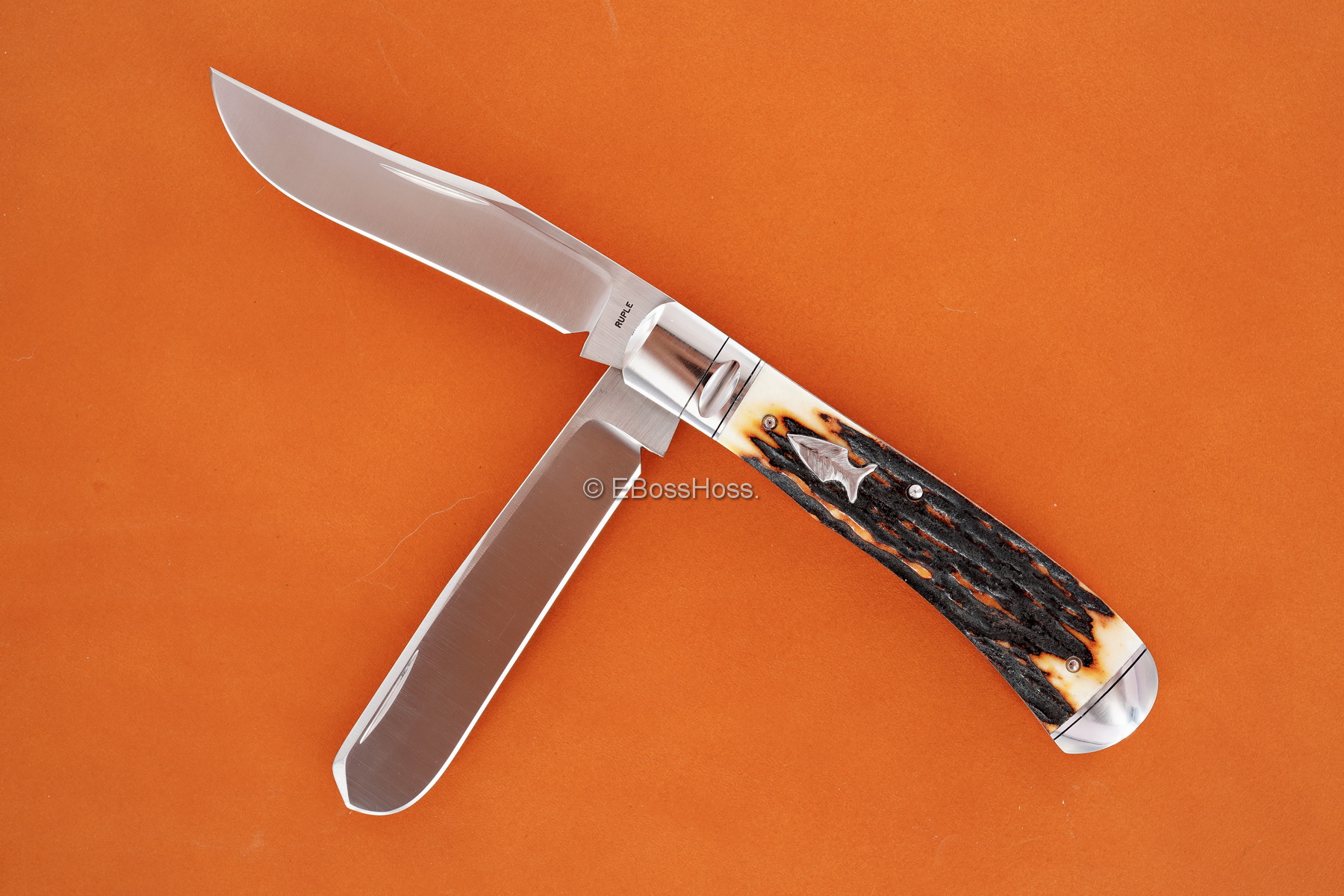 Bill Ruple Custom Stag 2-Blade Trapper