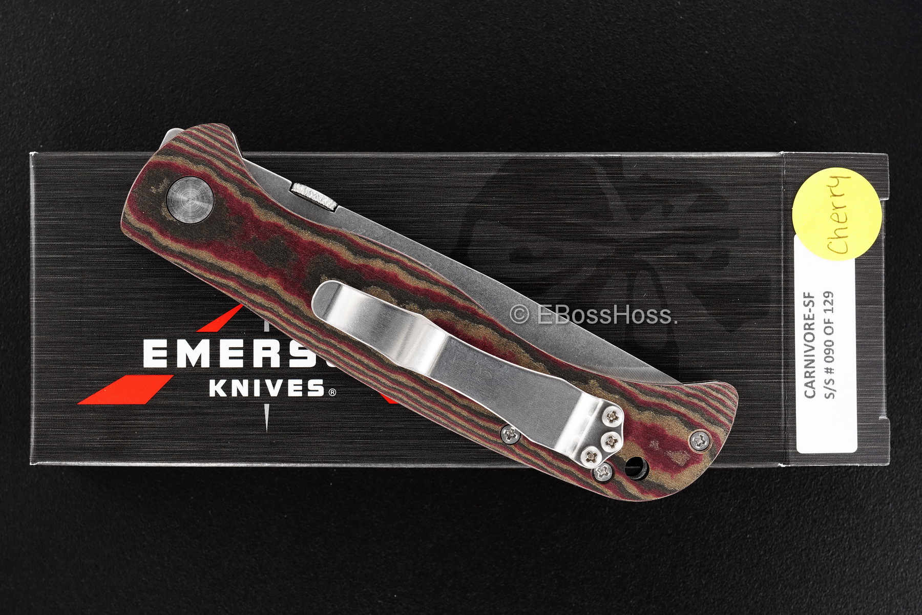 Ernie Emerson EKI Carnivore Folding Steak Knife - Cherry Richlite Handles