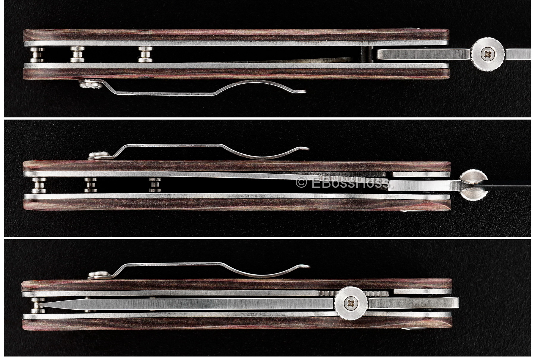 Ernie Emerson EKI Carnivore Folding Steak Knife - Cherry Richlite Handles