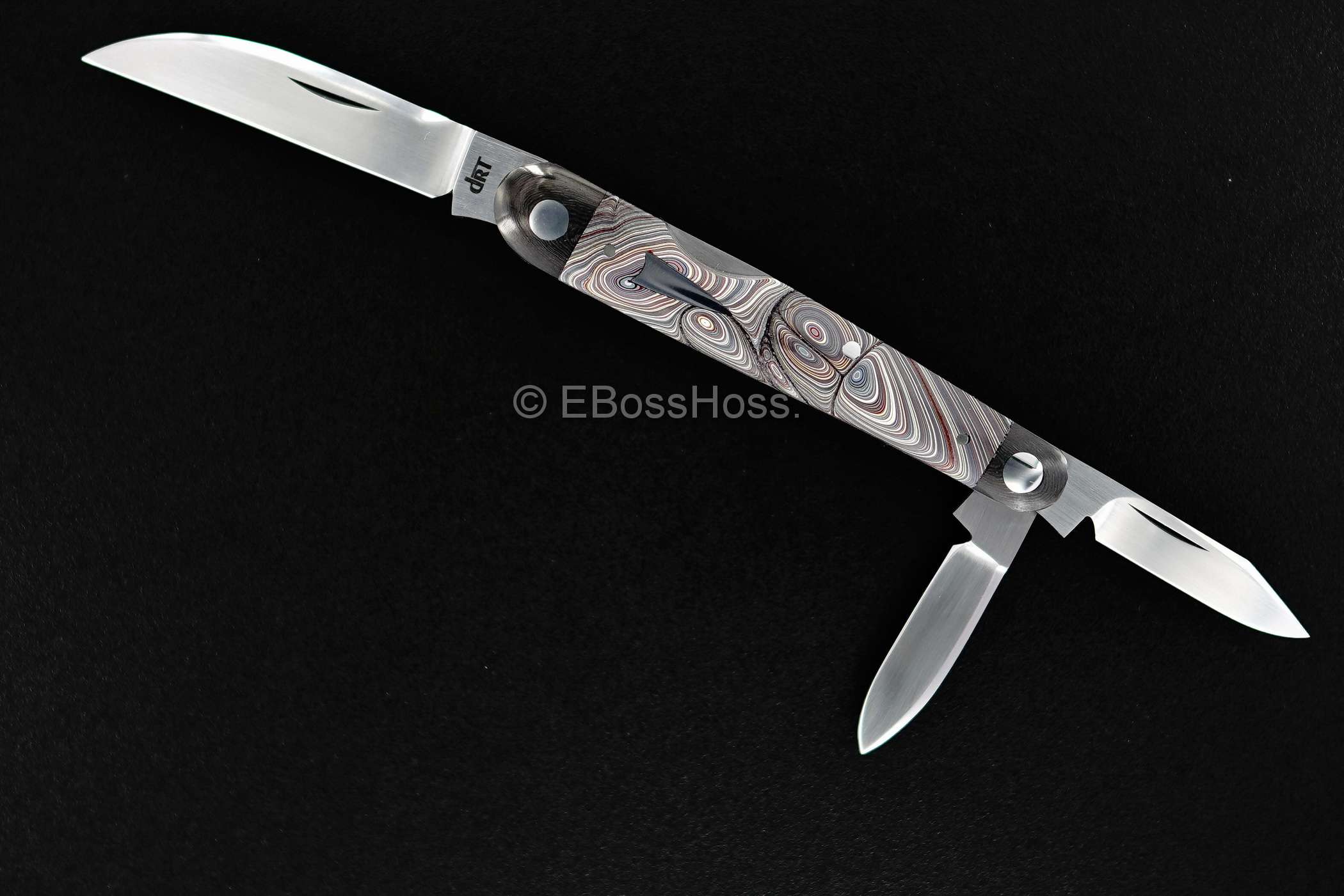 Dr T Knives / David Taber Custom Corvette Fordite Lockback Whittler
