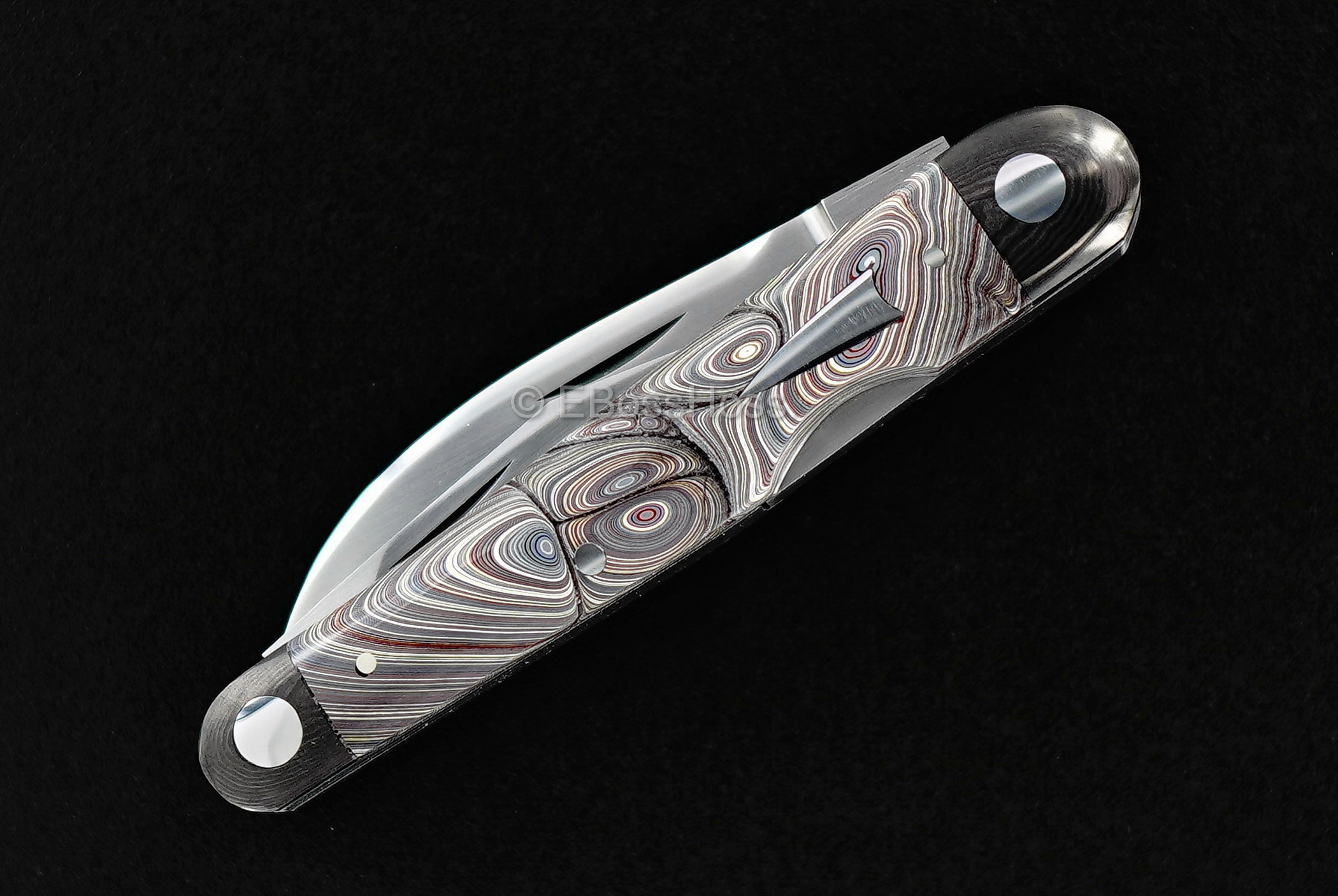 Dr T Knives / David Taber Custom Corvette Fordite Lockback Whittler