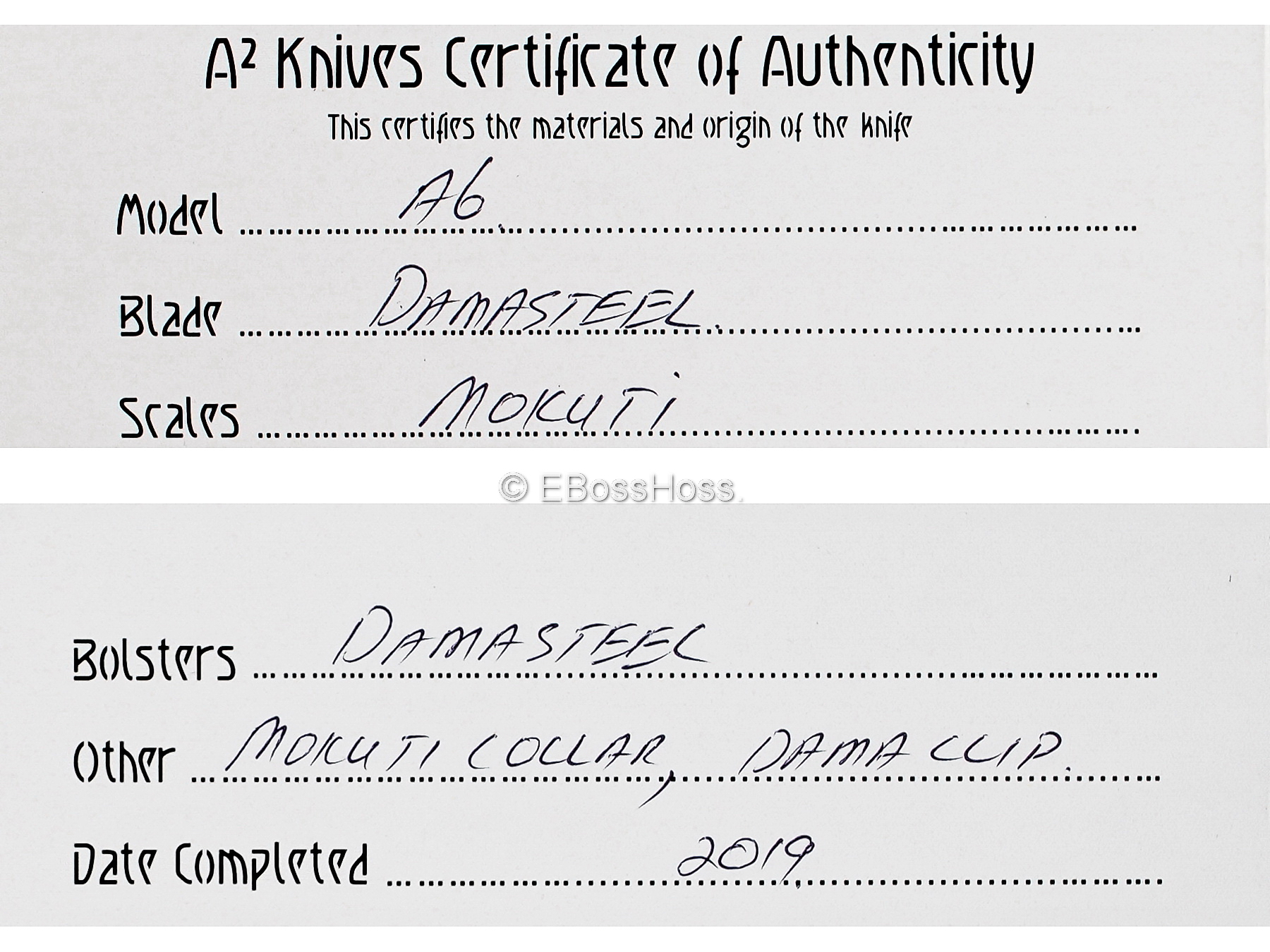 A2 Knives (Thorburn & van Heerden) Custom Very Premium A6 Flipper