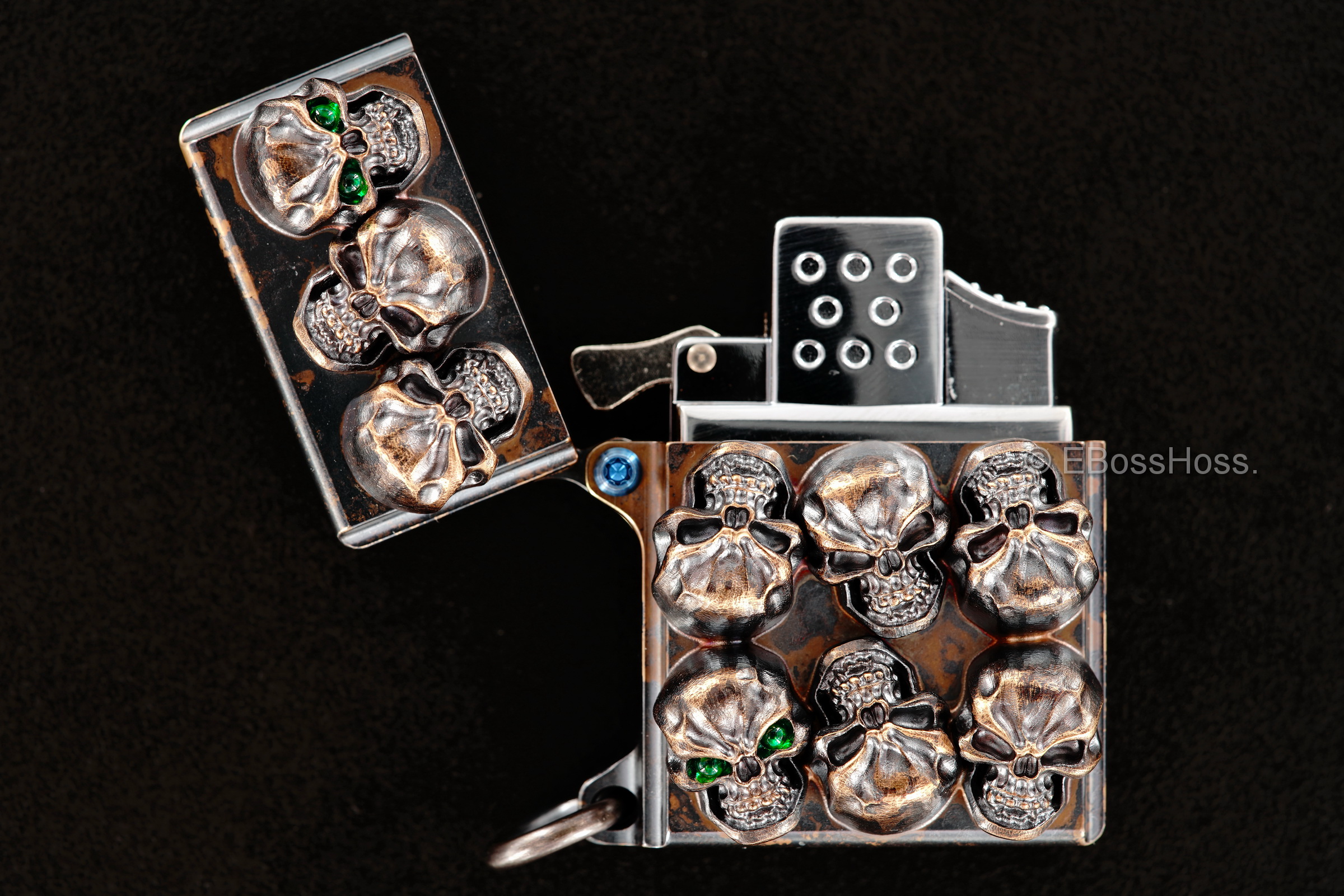 Steel Flame Custom Sledge Lighter - ONE - with Vigilant Hardness Skulls -- by Derrick Obatake