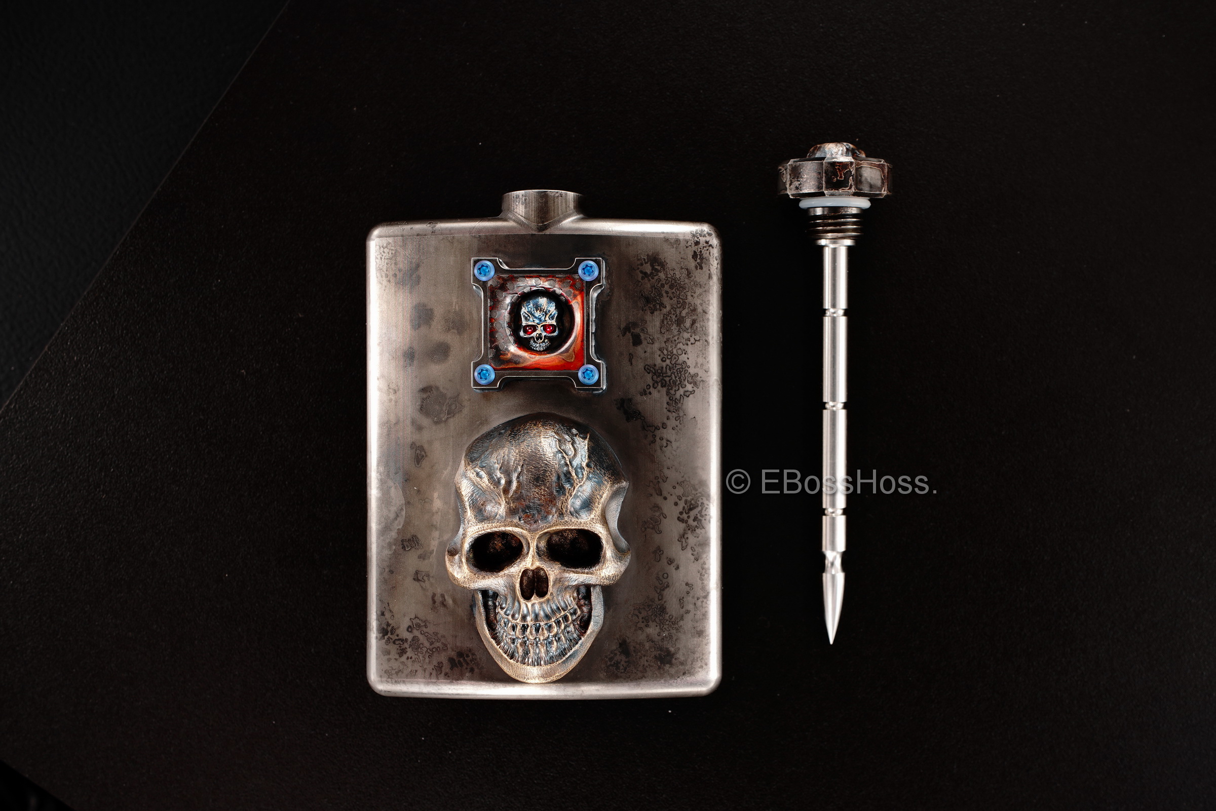 Steel Flame Custom Deluxe Sledge Flask with Dip Stick by Derrick Obatake