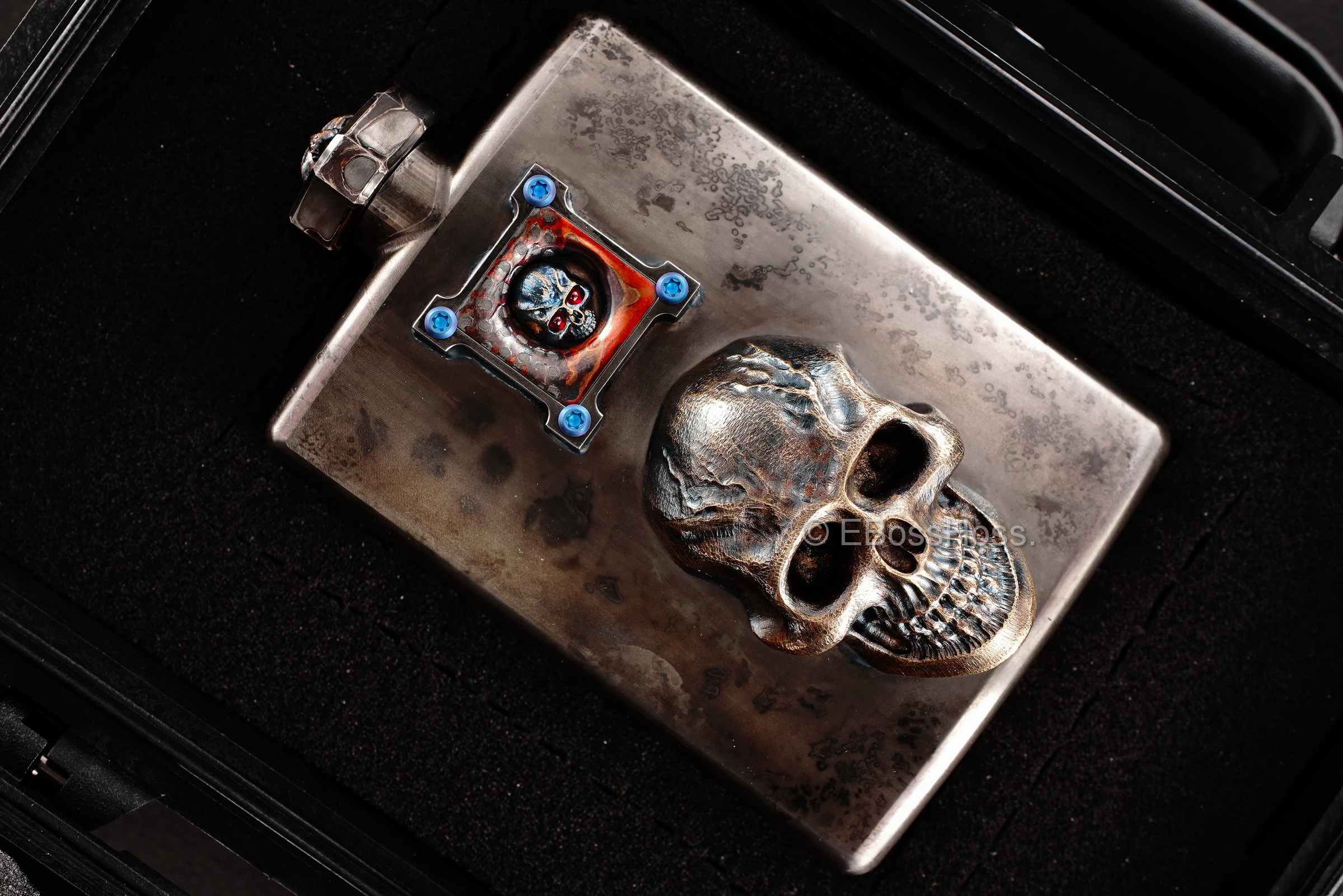 Steel Flame Custom Deluxe Sledge Flask with Dip Stick by Derrick Obatake