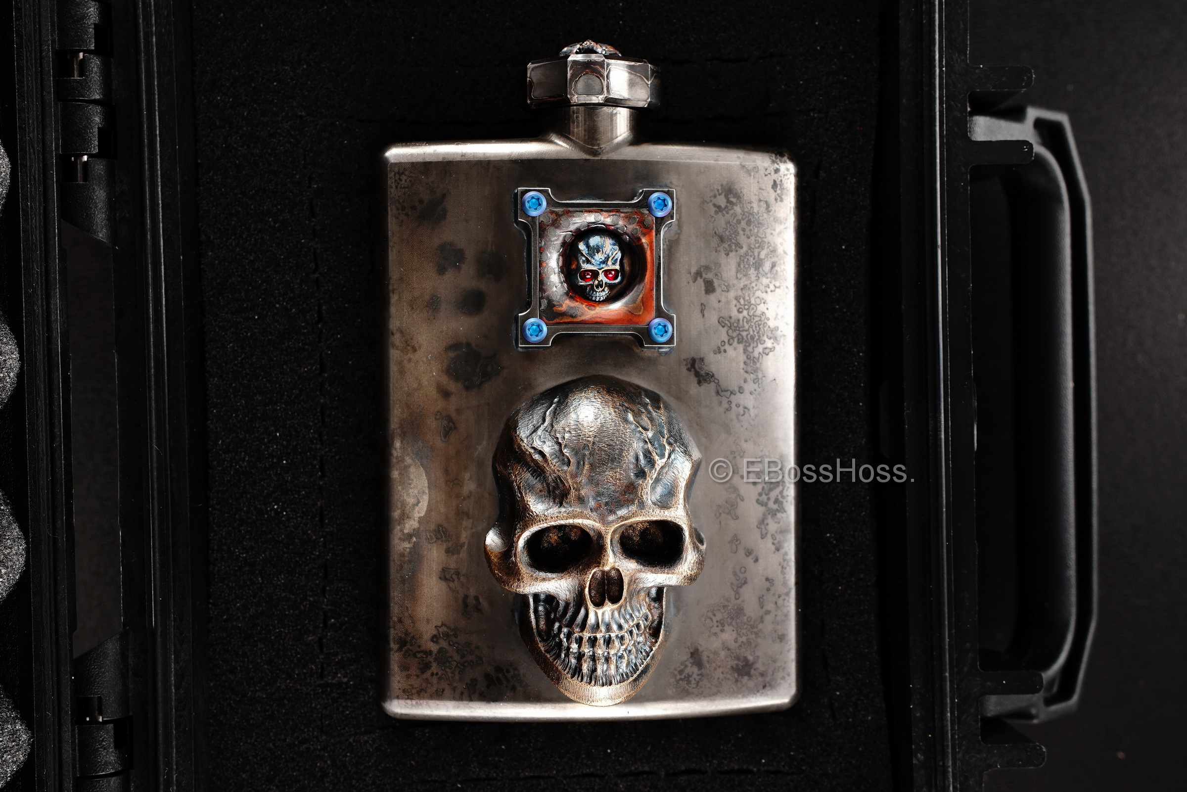 Steel Flame Custom Deluxe Sledge Flask with Dip Stick by Derrick Obatake