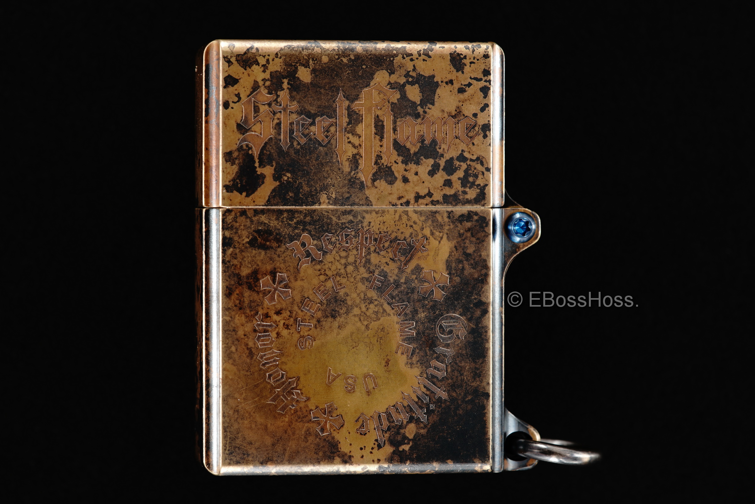 Steel Flame Custom Sledge Lighter - ONE - with XL Hardness Vigilant Skulls -- by Derrick Obatake