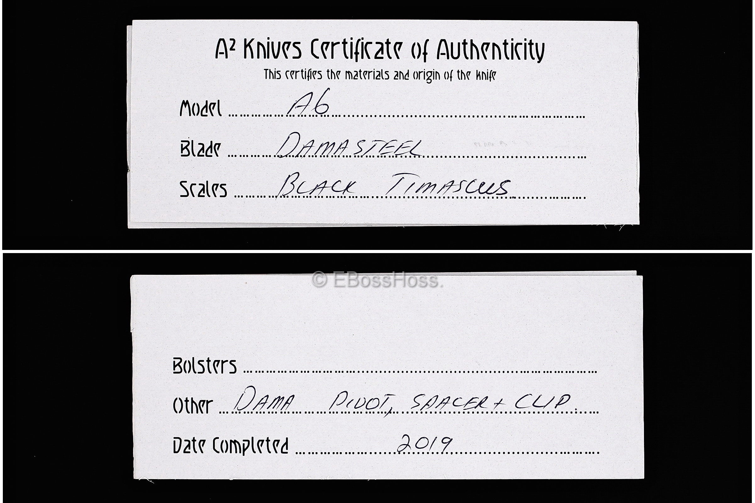 A2 Knives, Bharucha, Thorburn, van Heerden Custom A6 Very Premium Flipper