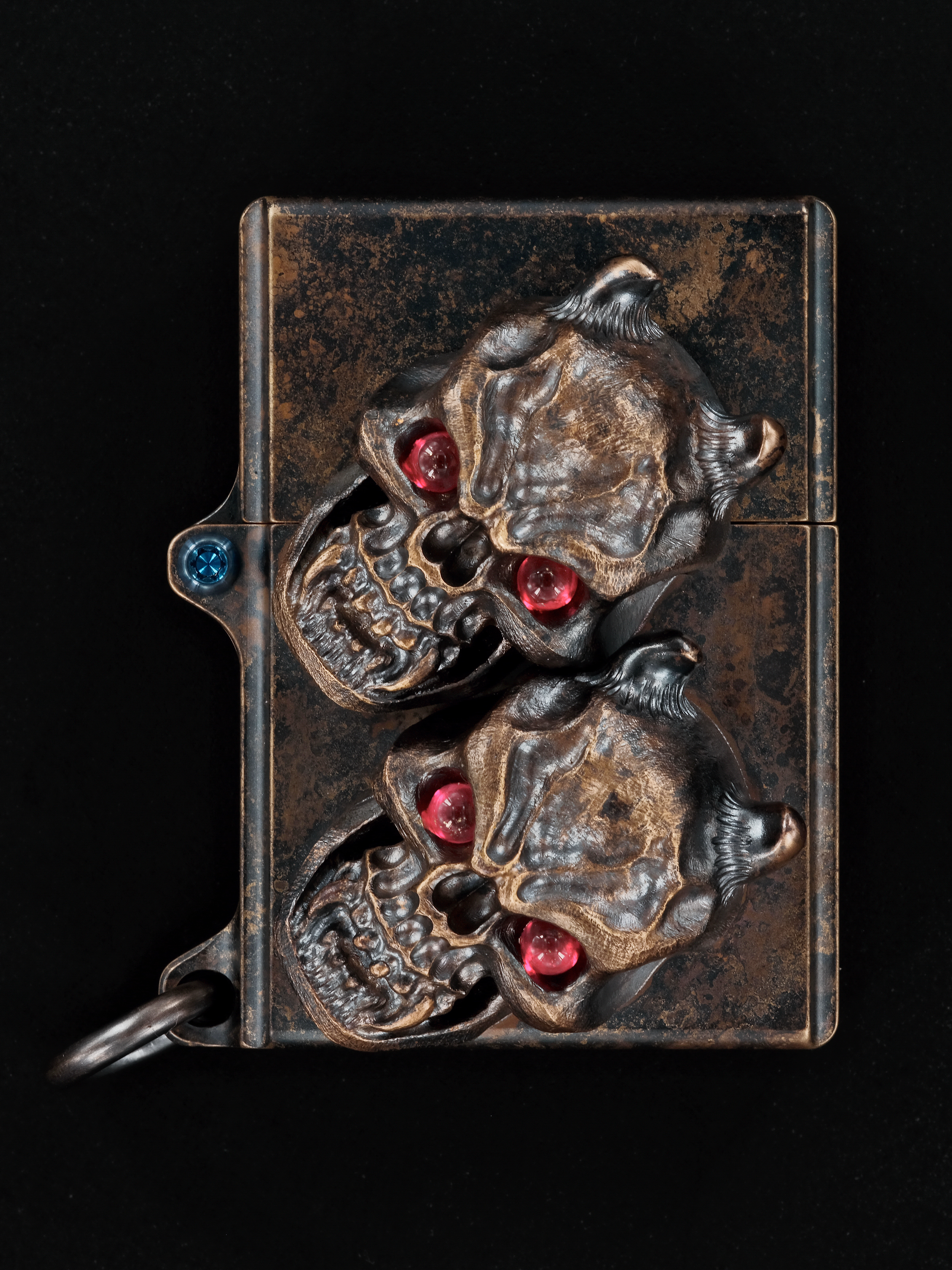 Steel Flame Custom Sledge Lighter - ONE - with XL Haynna Vigilant Skulls -- by Derrick Obatake