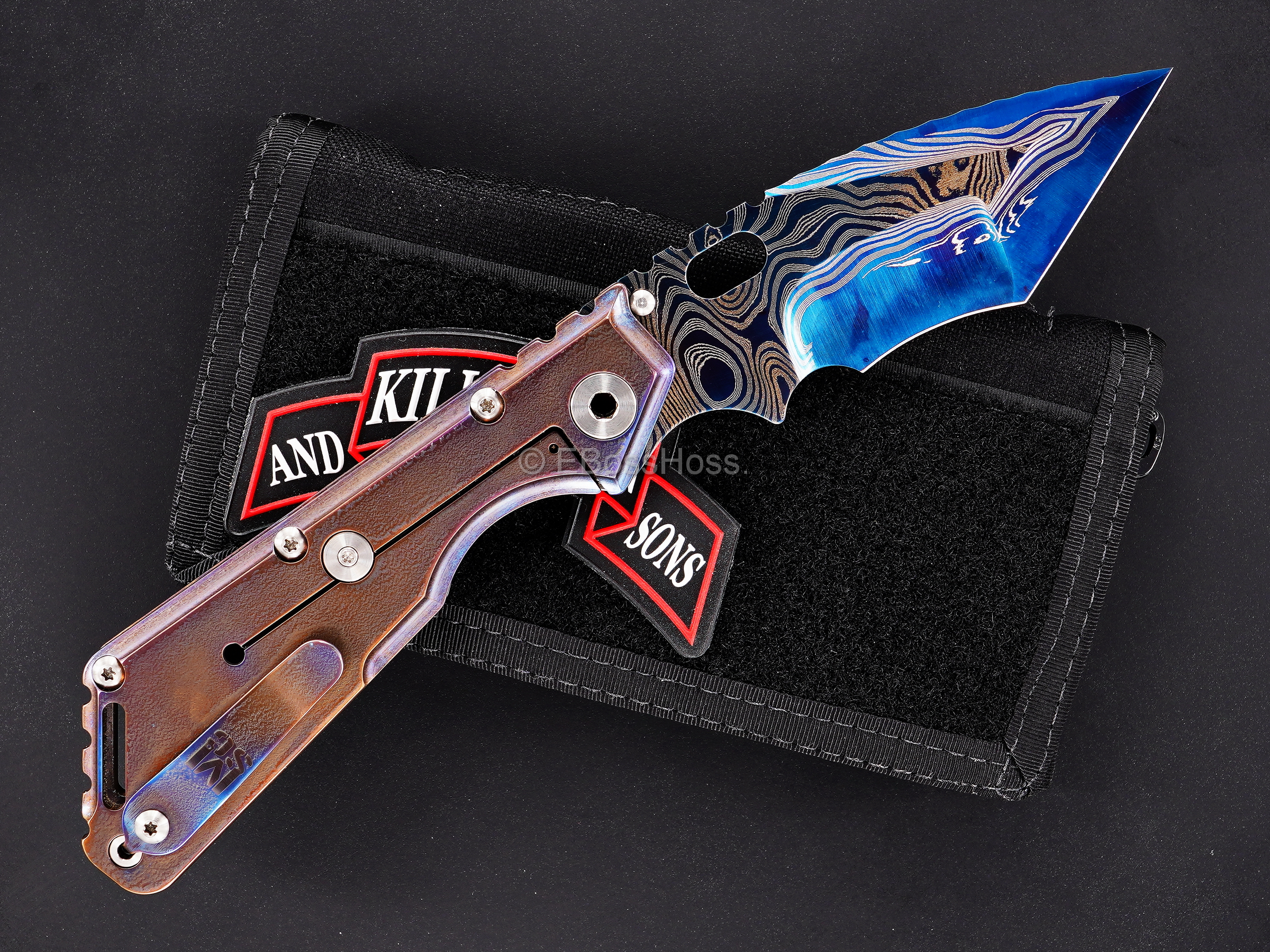 Mick Strider Custom (MSC) Cobalt-San Mai Damascus XL - Nightmare Tanto