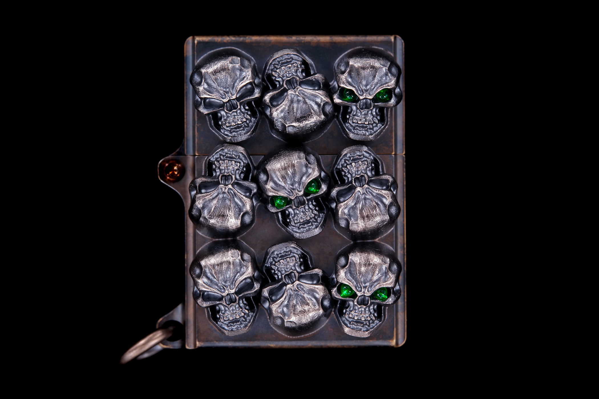 Steel Flame Custom Sledge Lighter - ONE - with Vigilant Hardness Skulls -- by Derrick Obatake