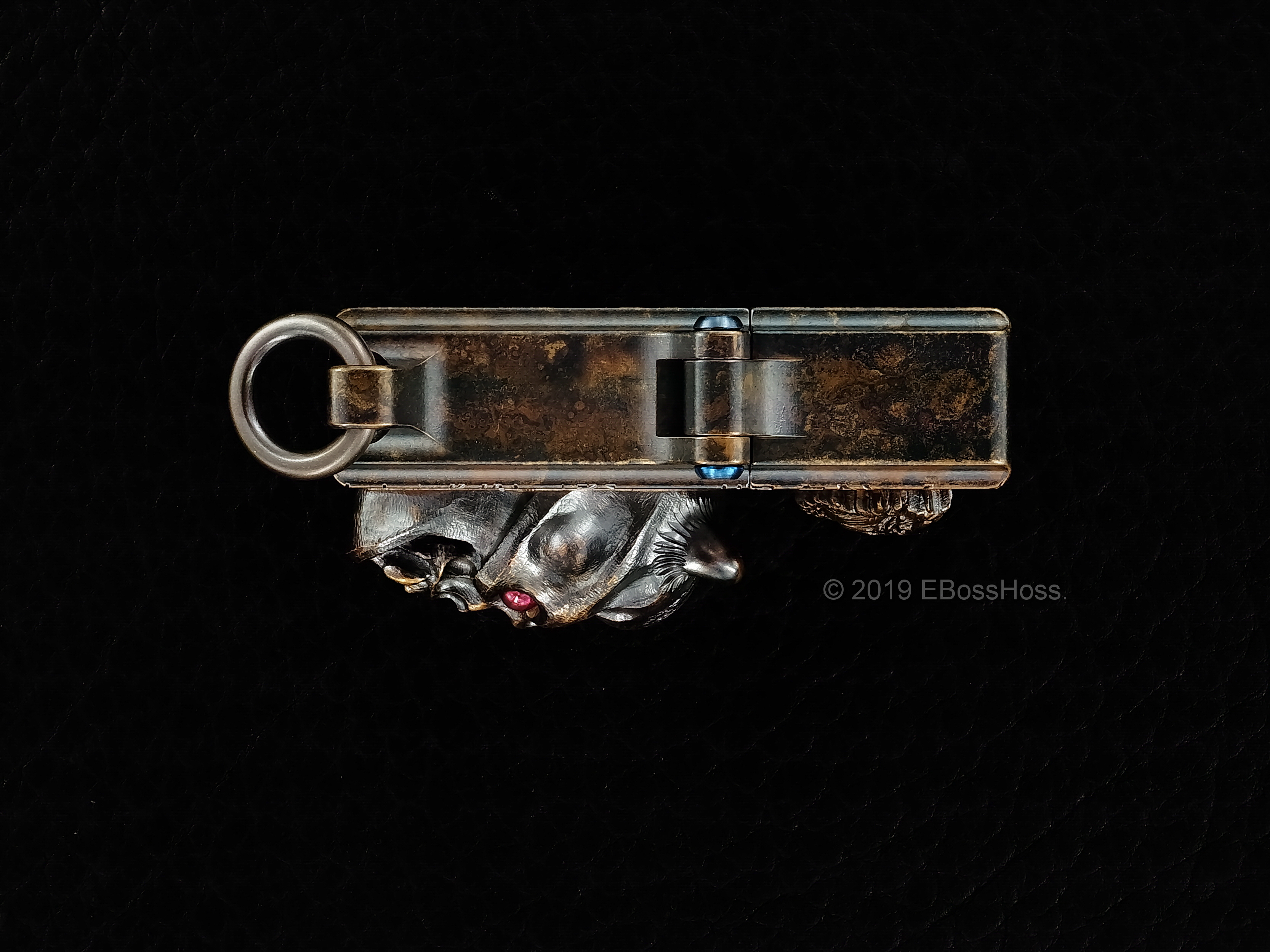 Steel Flame -ONE- Custom Sledge Lighter with XL Hannya Vigilant Skull & Dragon Menuki - by Derrick Obatake Dragon Menuki