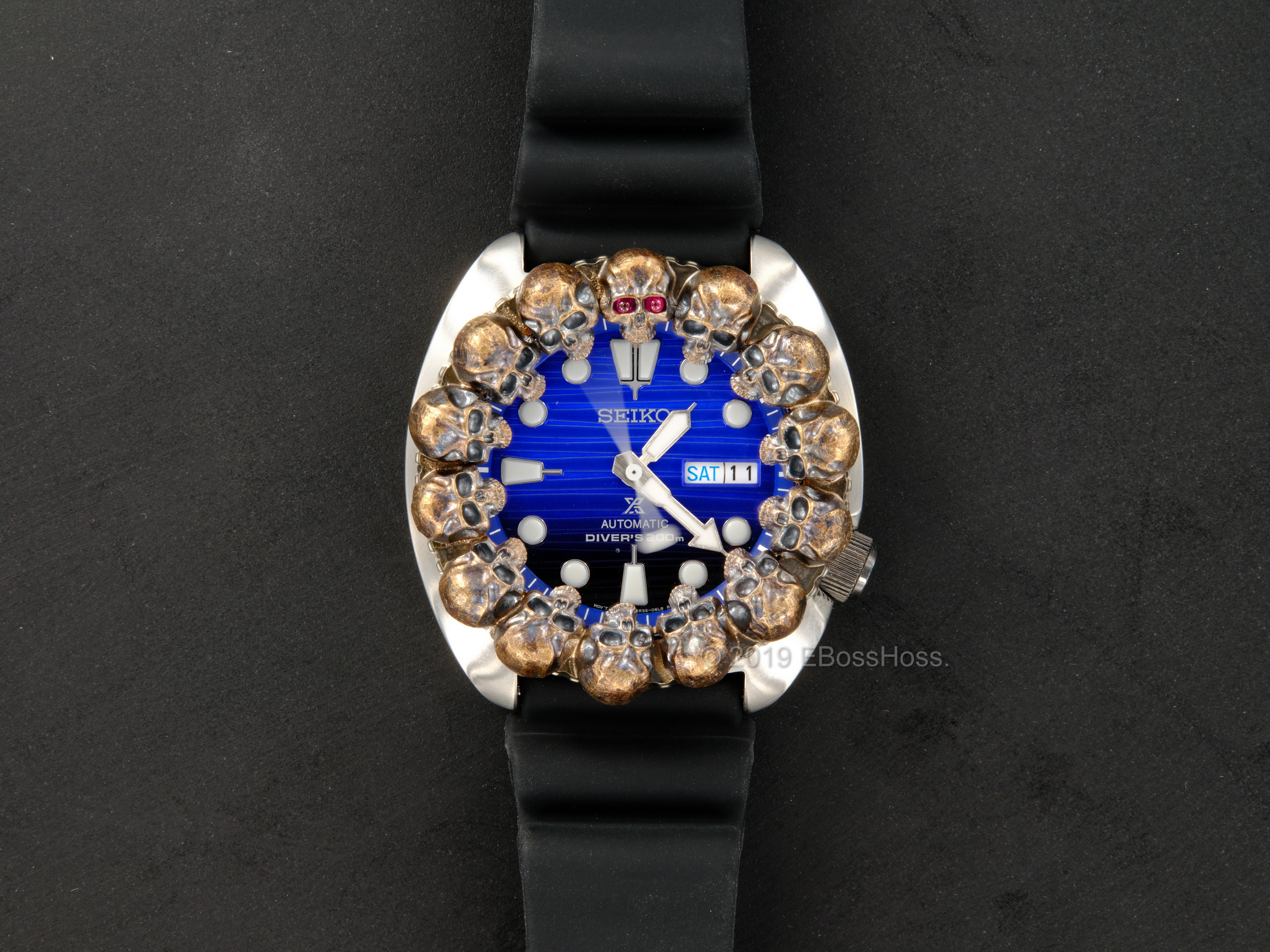 Steel Flame Custom Skulls Vigilant ONE Seiko Turtle Limited Edition Prospex SRPC91 SAVE THE OCEAN - by Derrick Obatake