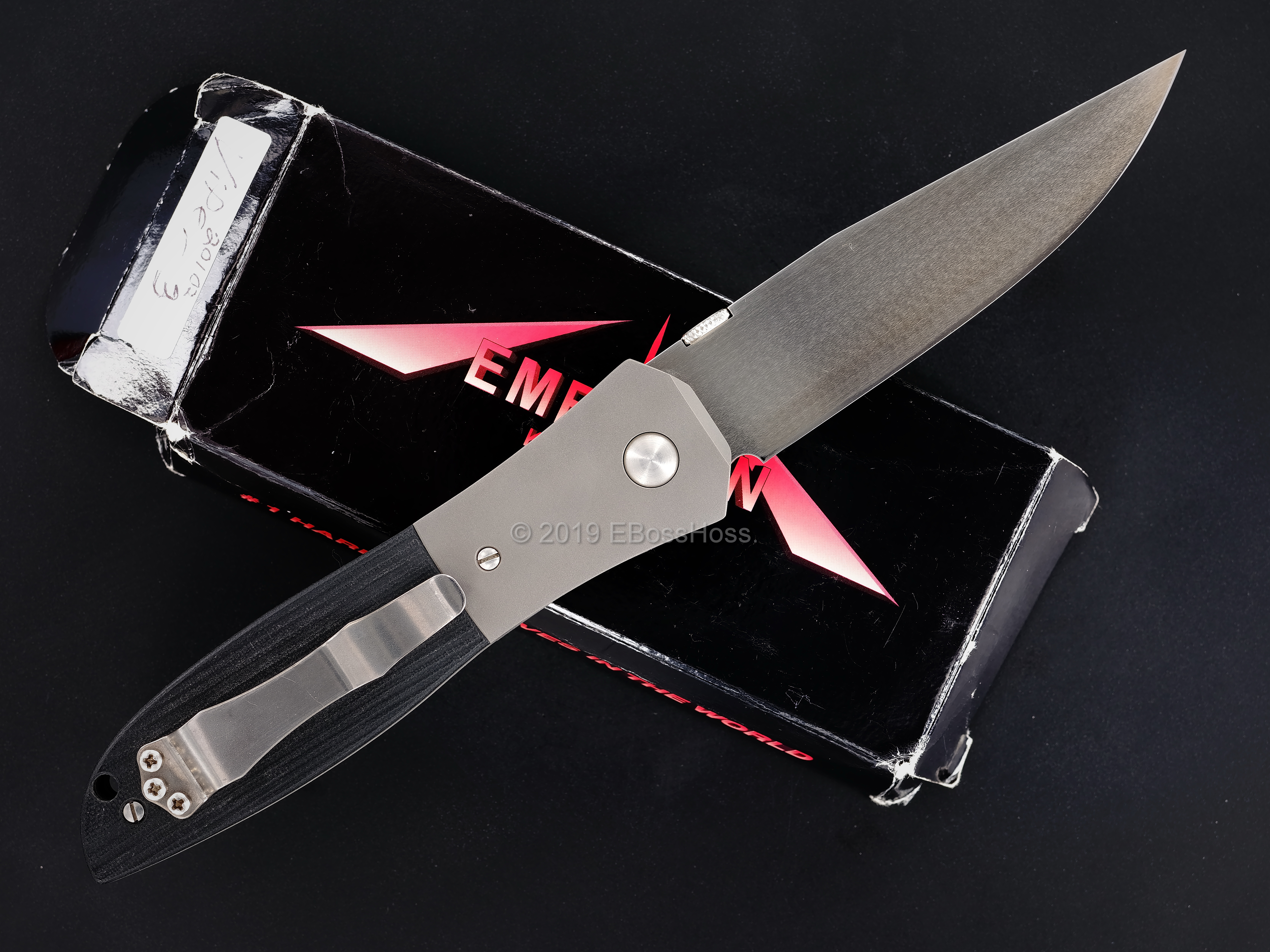 Ernie Emerson Custom Black-handled Chisel-ground Viper 3 (aka: MV-3)