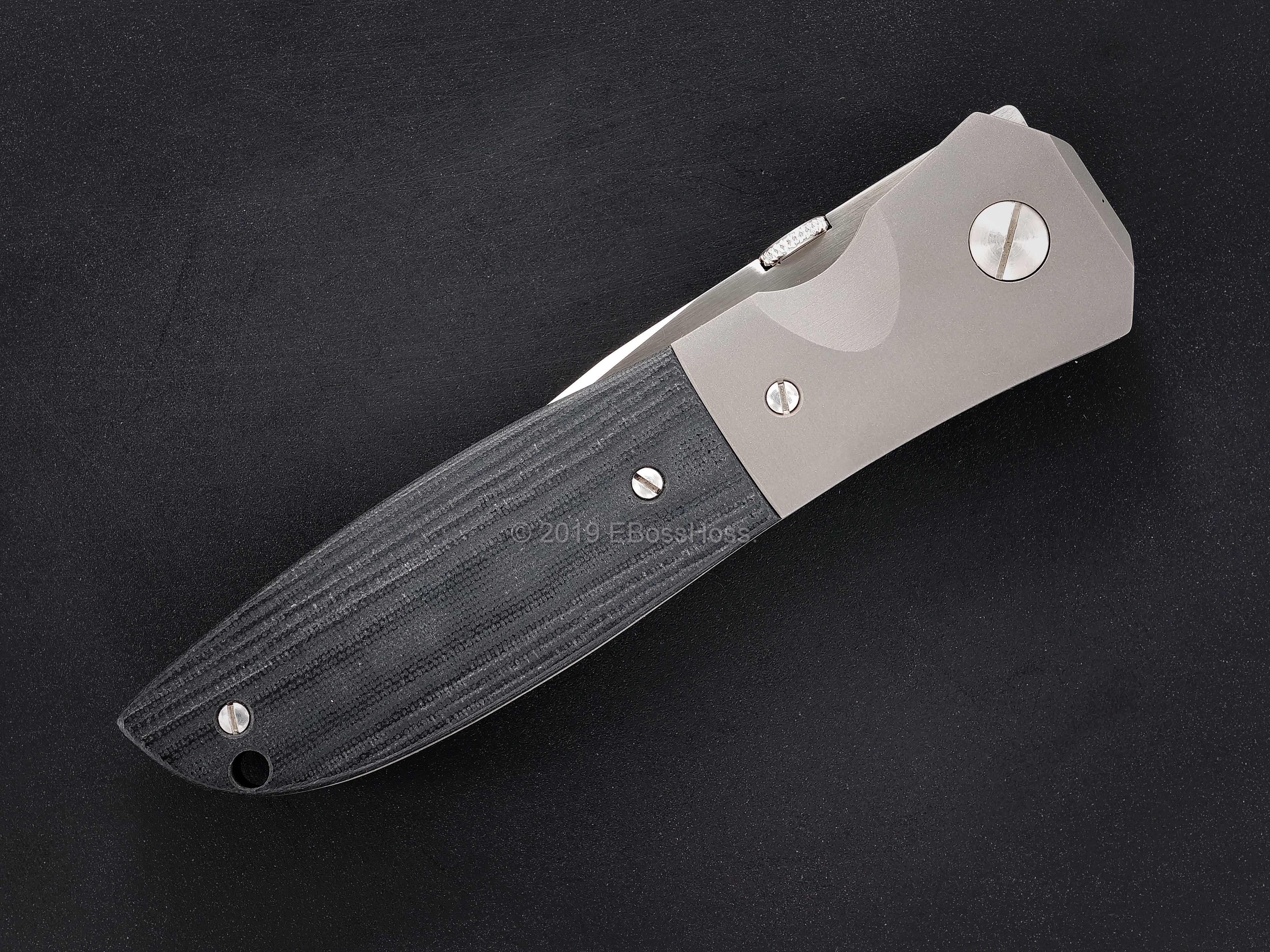 Ernie Emerson Custom Black-handled Chisel-ground Viper 3 (aka: MV-3)