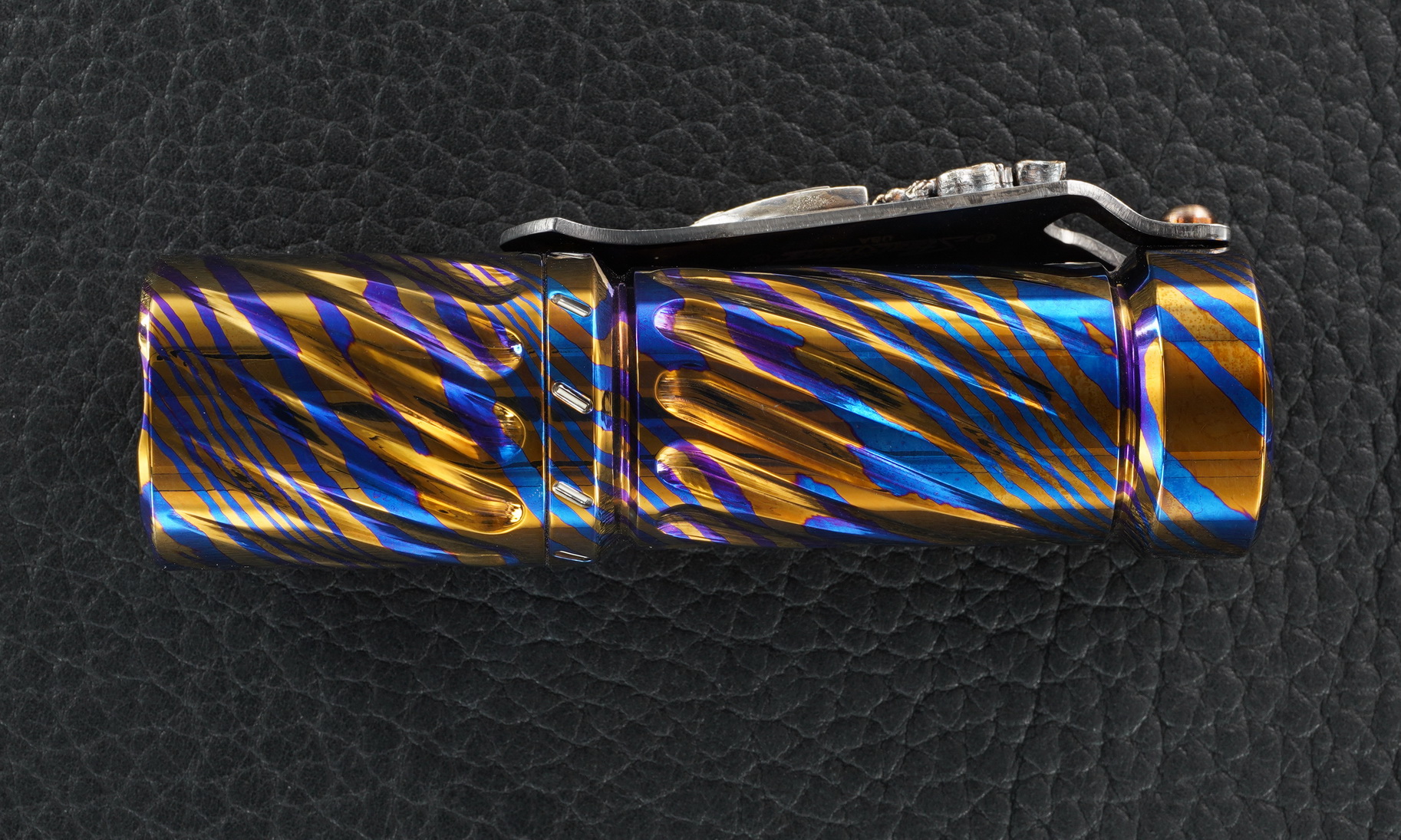Hanko Custom Twisted Timascus Trident with 9 Trits