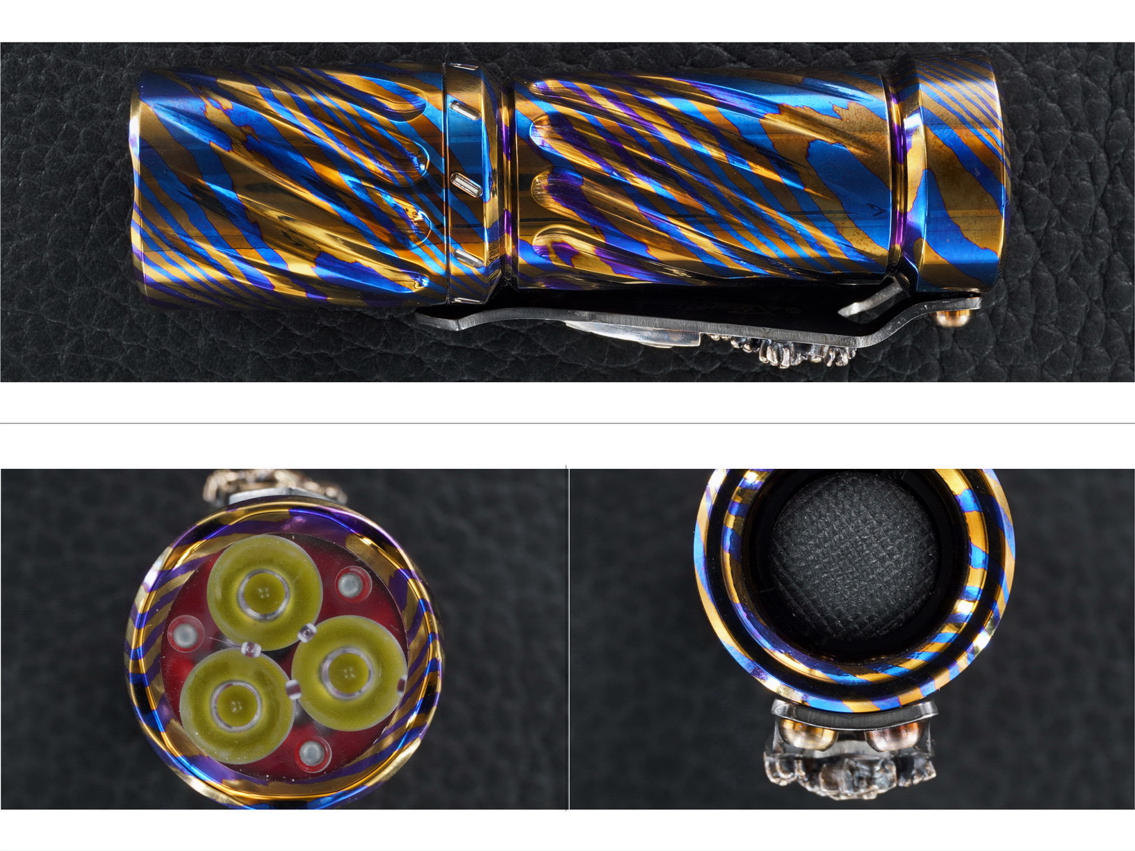 Hanko Custom Twisted Timascus Trident with 9 Trits