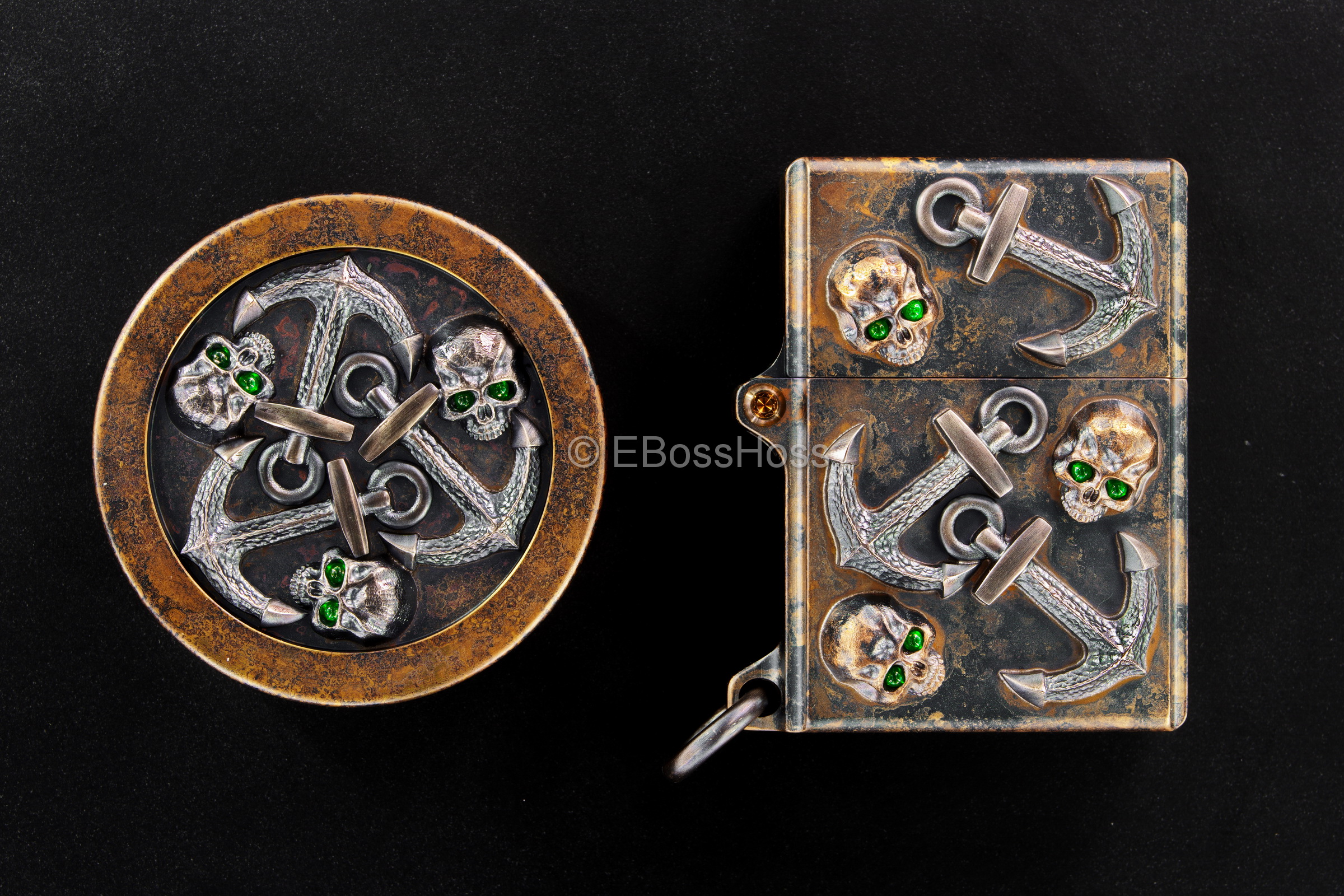 Steel Flame Vigilant ONE Set by Derrick Obatake - Sledge Lighter and matching XL Challenge Coin -- by Derrick Obatake