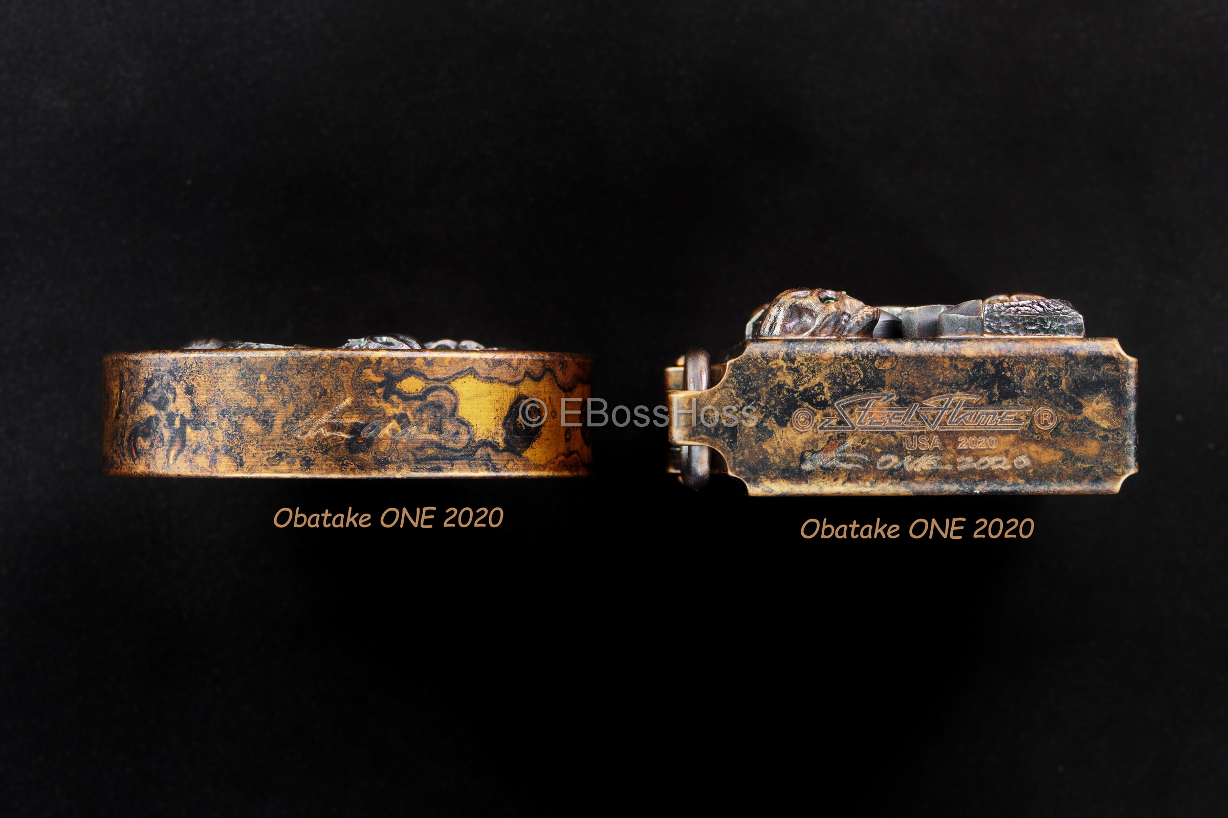 Steel Flame Vigilant ONE Set by Derrick Obatake - Sledge Lighter and matching XL Challenge Coin -- by Derrick Obatake