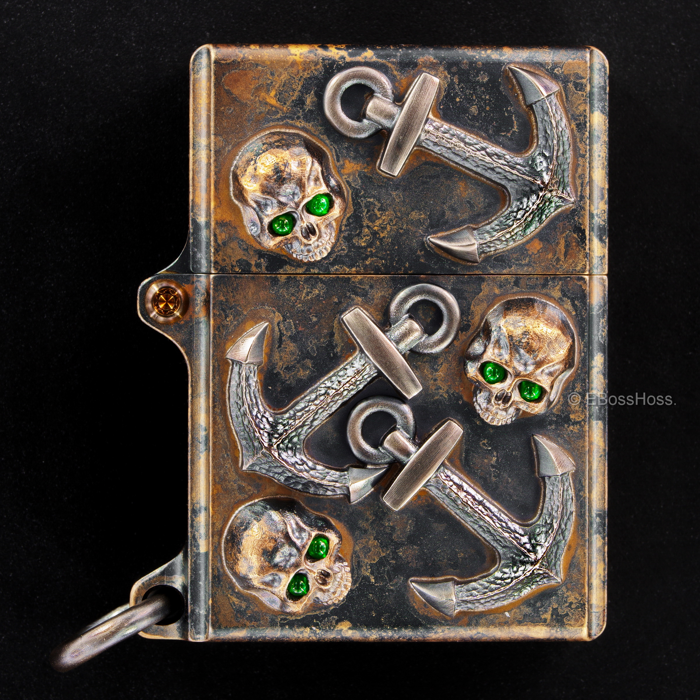 Steel Flame Vigilant ONE Set by Derrick Obatake - Sledge Lighter and matching XL Challenge Coin -- by Derrick Obatake