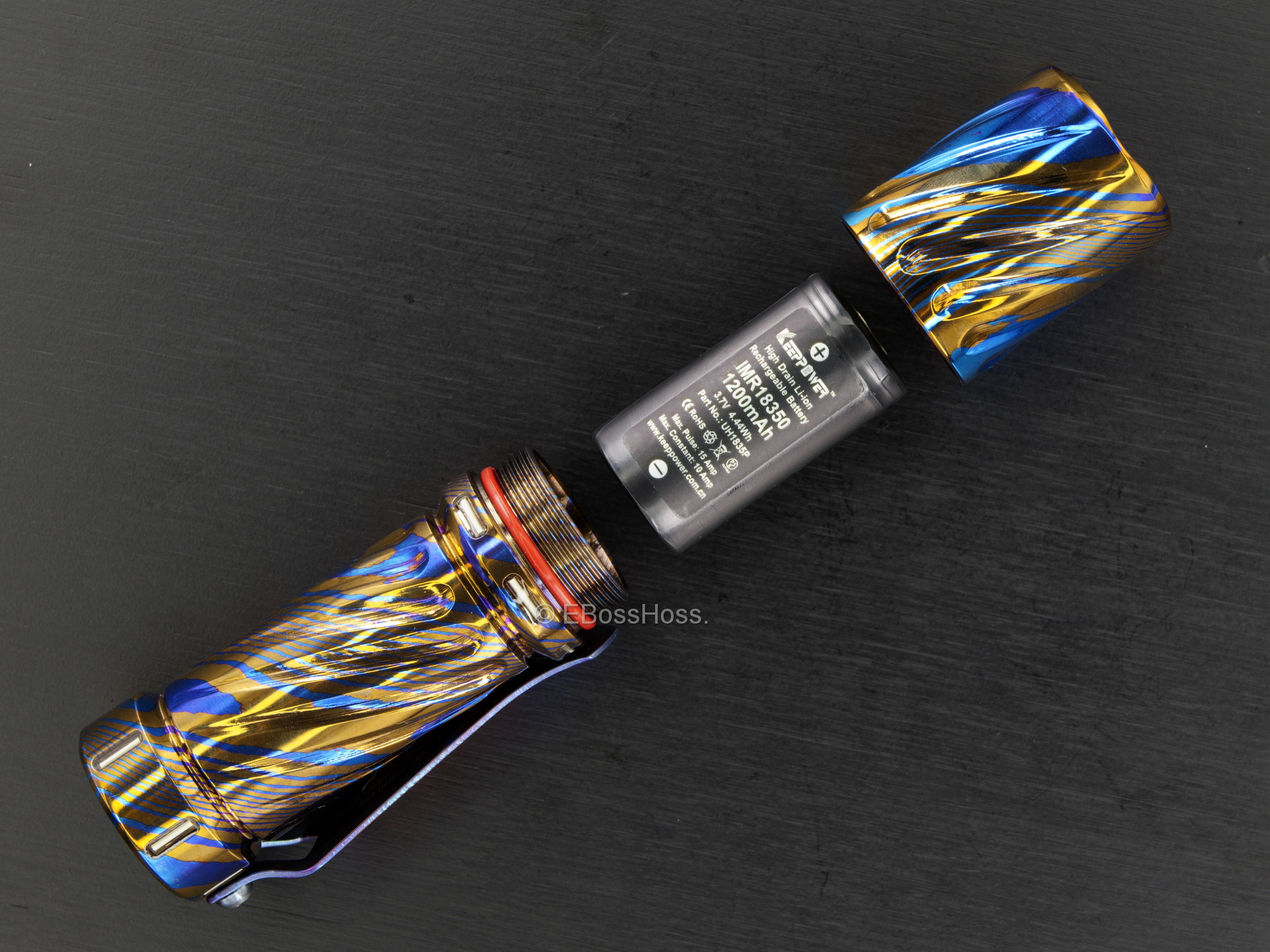 Hanko Machine Works Custom Twisted Timascus Trident with 12 Trits