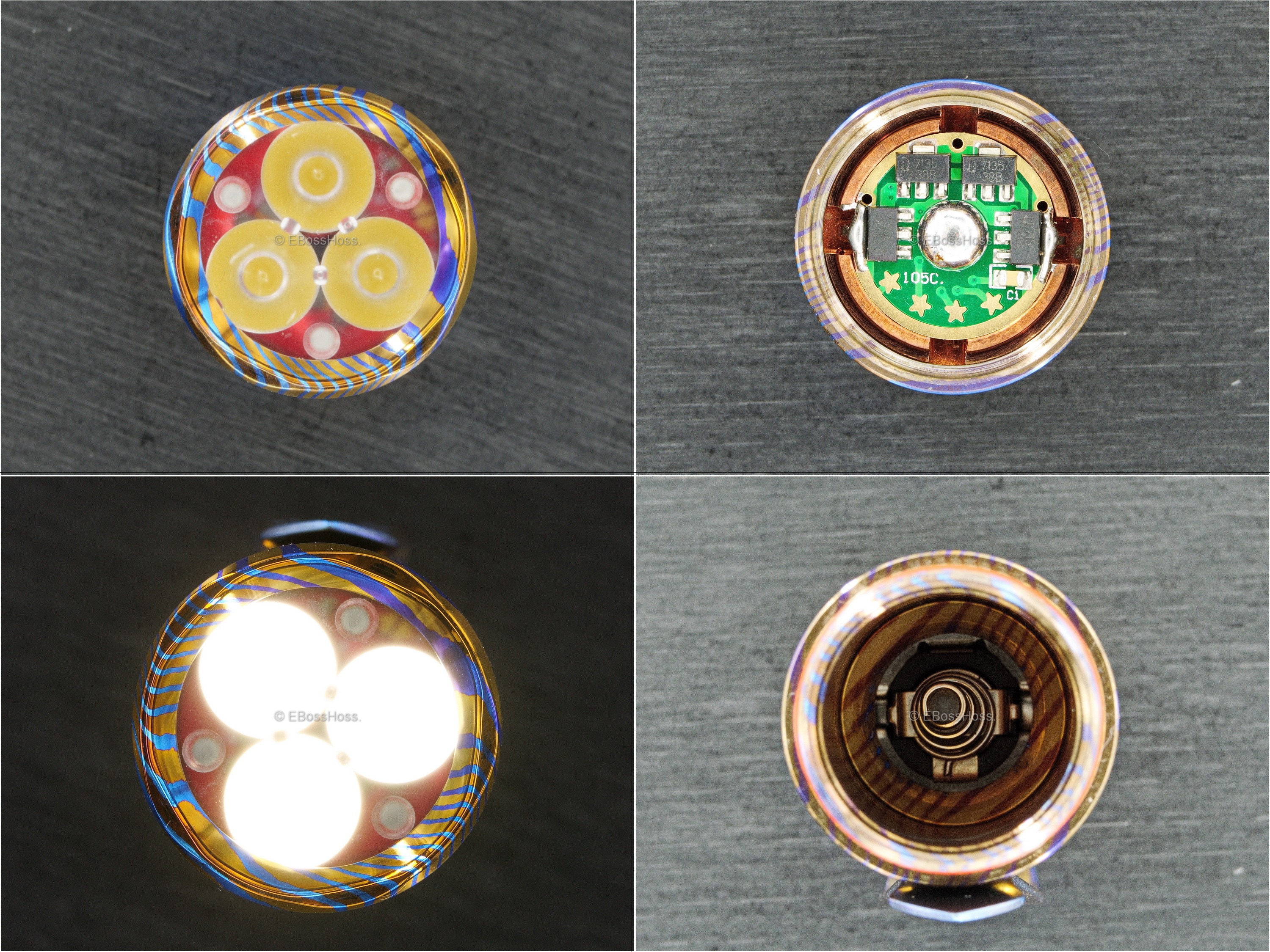 Hanko Machine Works Custom Twisted Timascus Trident with 12 Trits