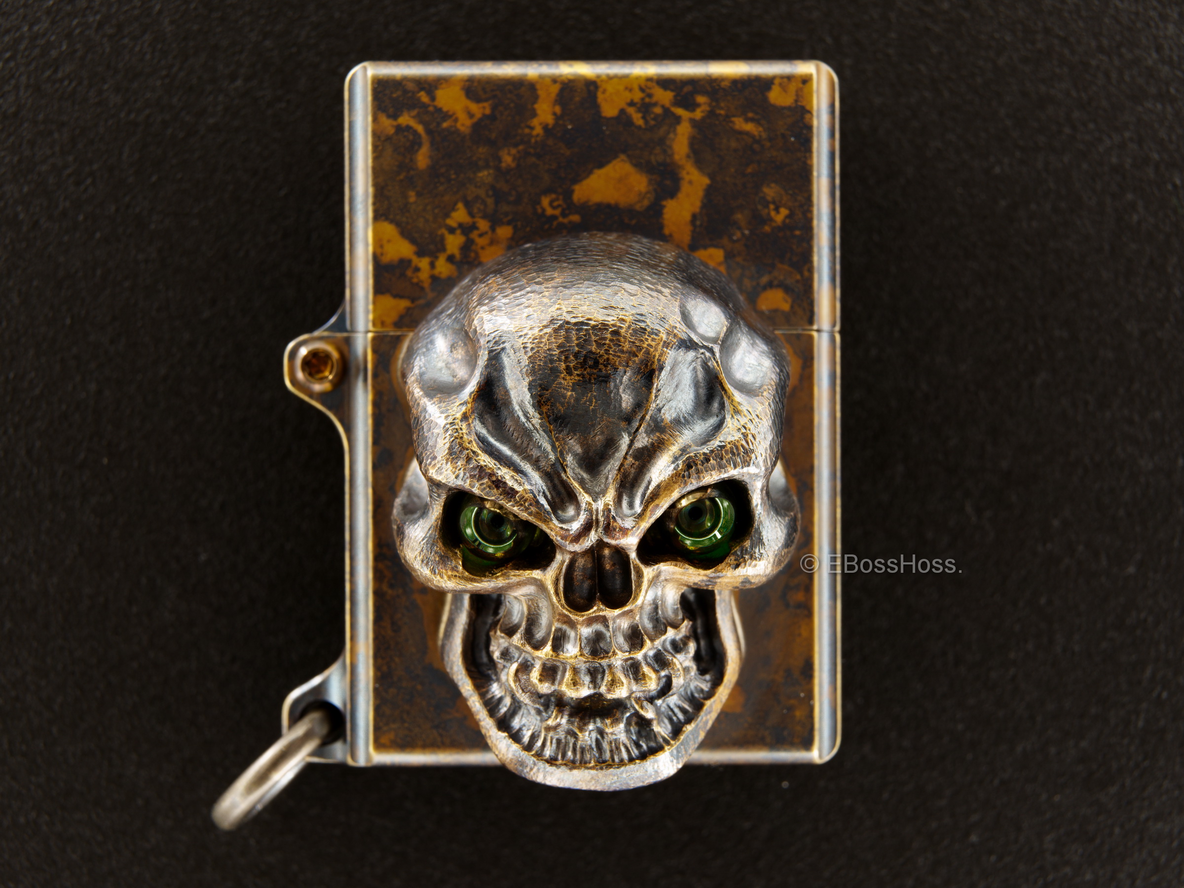 Steel Flame -ONE- Custom Sledge Lighter - with a Goliath Olive Green Vigilant Hardness -- by Derrick Obatake