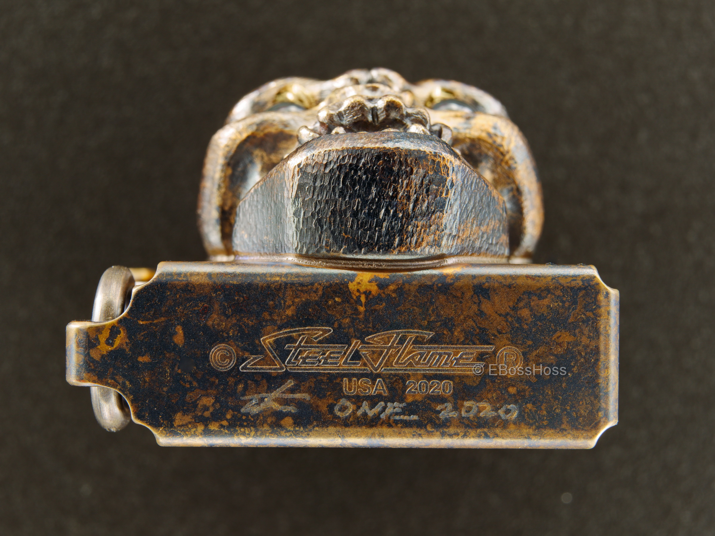 Steel Flame -ONE- Custom Sledge Lighter - with a Goliath Olive Green Vigilant Hardness -- by Derrick Obatake