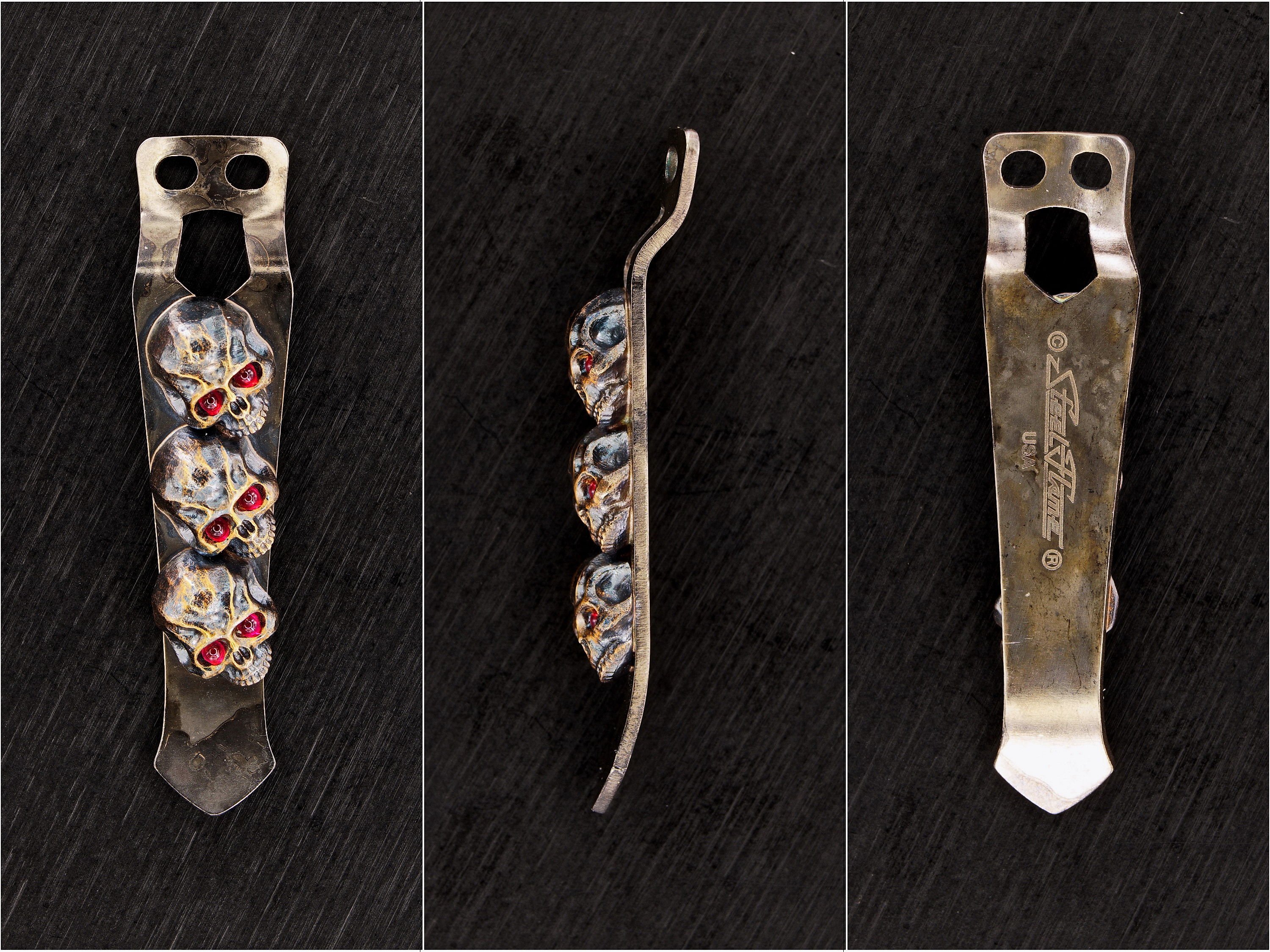 Steel Flame Vigilant Warrior Skulls Torch Clip