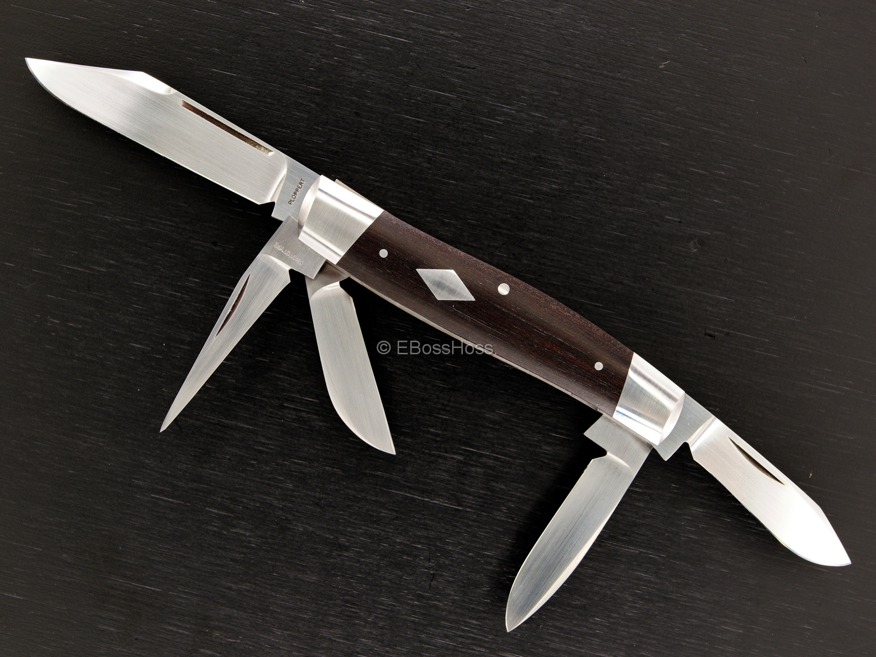 Tom Ploppert Custom Diamond Edge Cattle Knives Set with Display Case