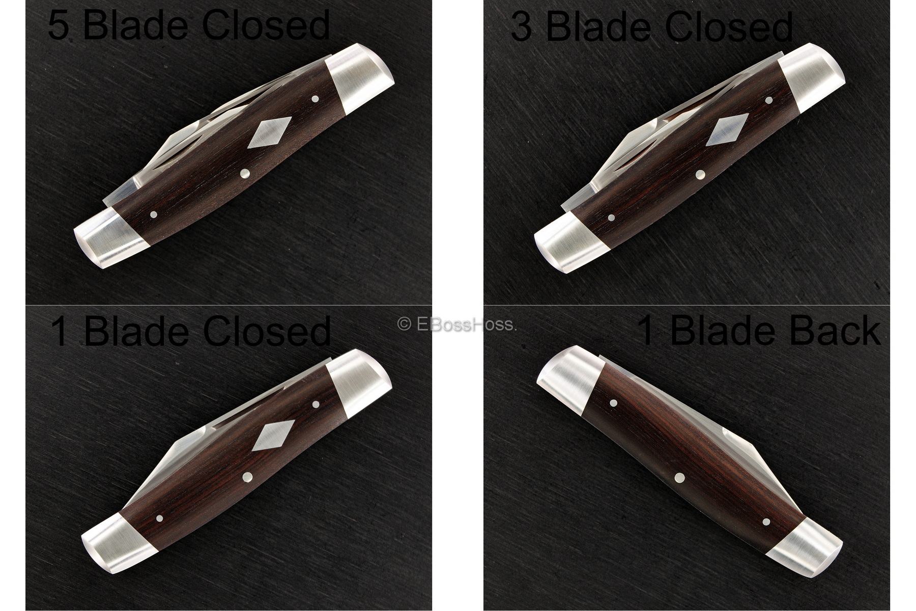 Tom Ploppert Custom Diamond Edge Cattle Knives Set with Display Case