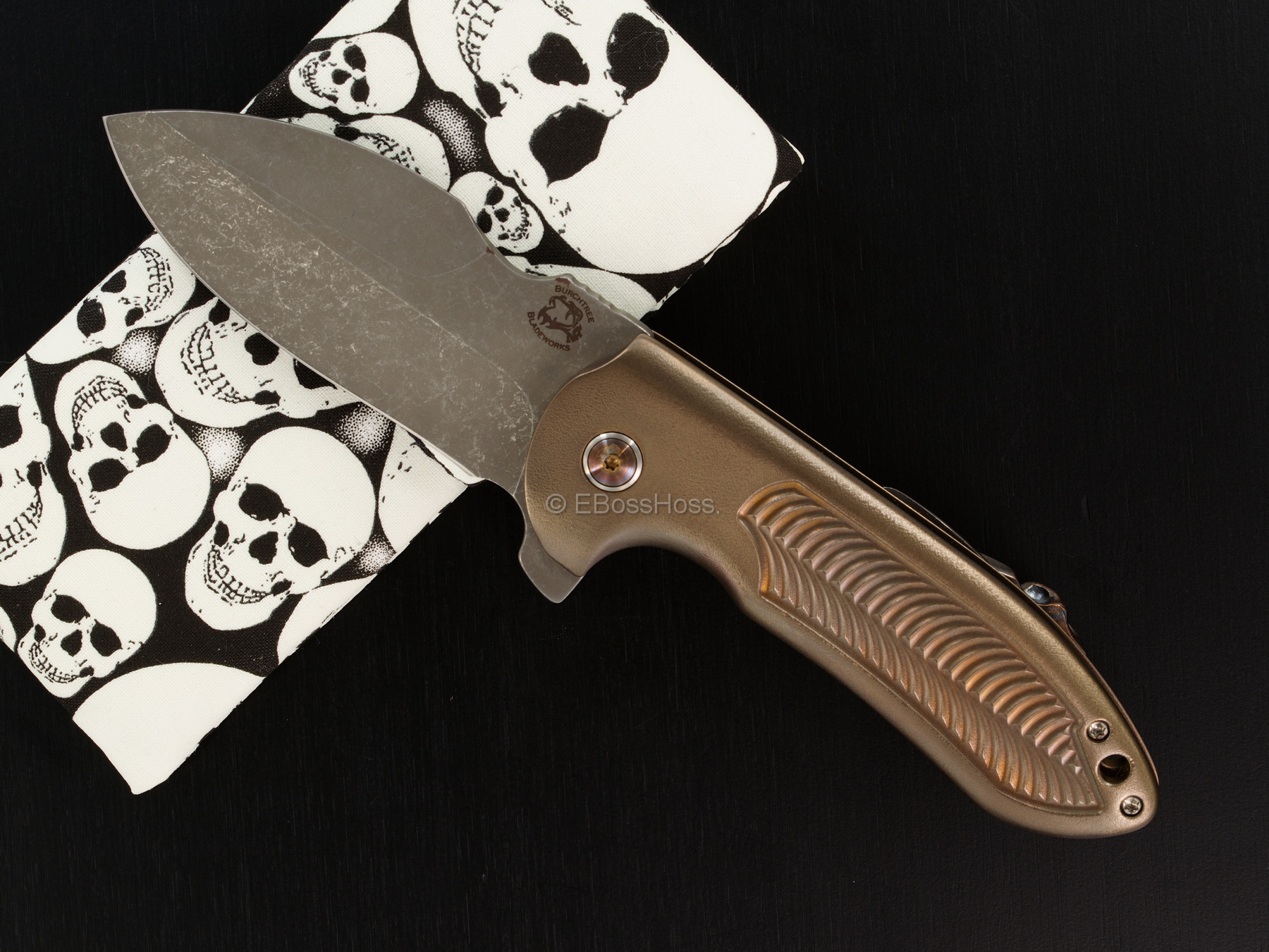 Michael Burch Custom Genesis Framelock Flipper - Steel Flame XXL Clip