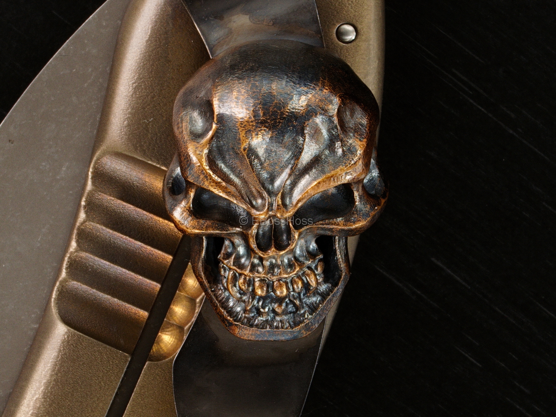 Michael Burch Custom Genesis Framelock Flipper - Steel Flame XXL Clip