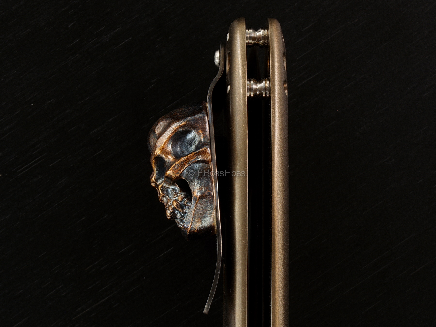 Michael Burch Custom Genesis Framelock Flipper - Steel Flame XXL Clip