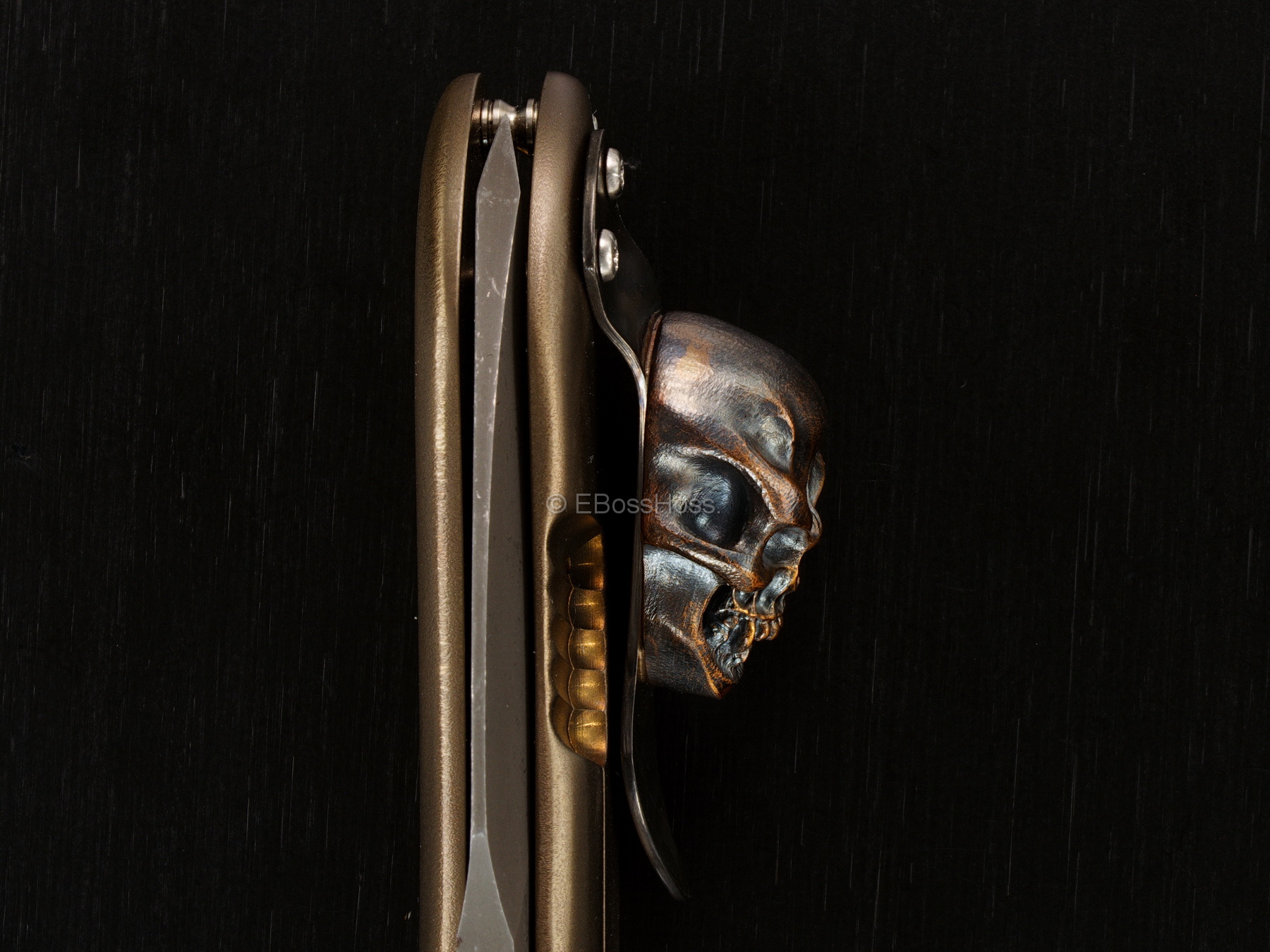 Michael Burch Custom Genesis Framelock Flipper - Steel Flame XXL Clip