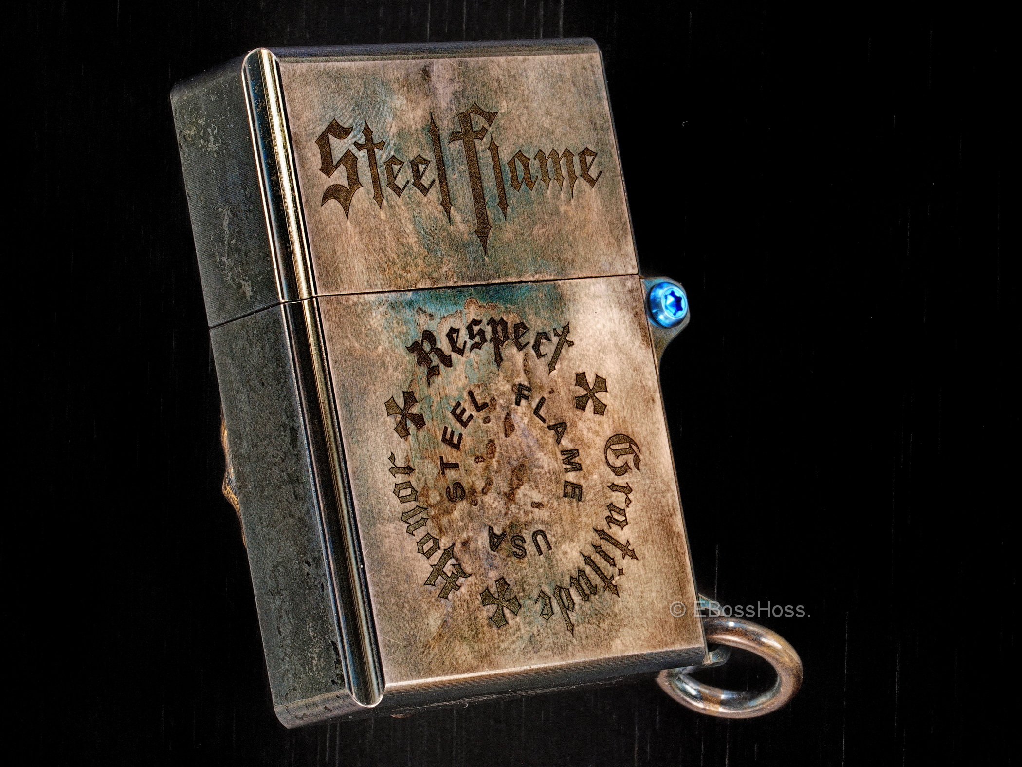 Obatake - Stee lFlame Custom 3-D Sledge Lighter - with XL Darkness Skull & Federal 45