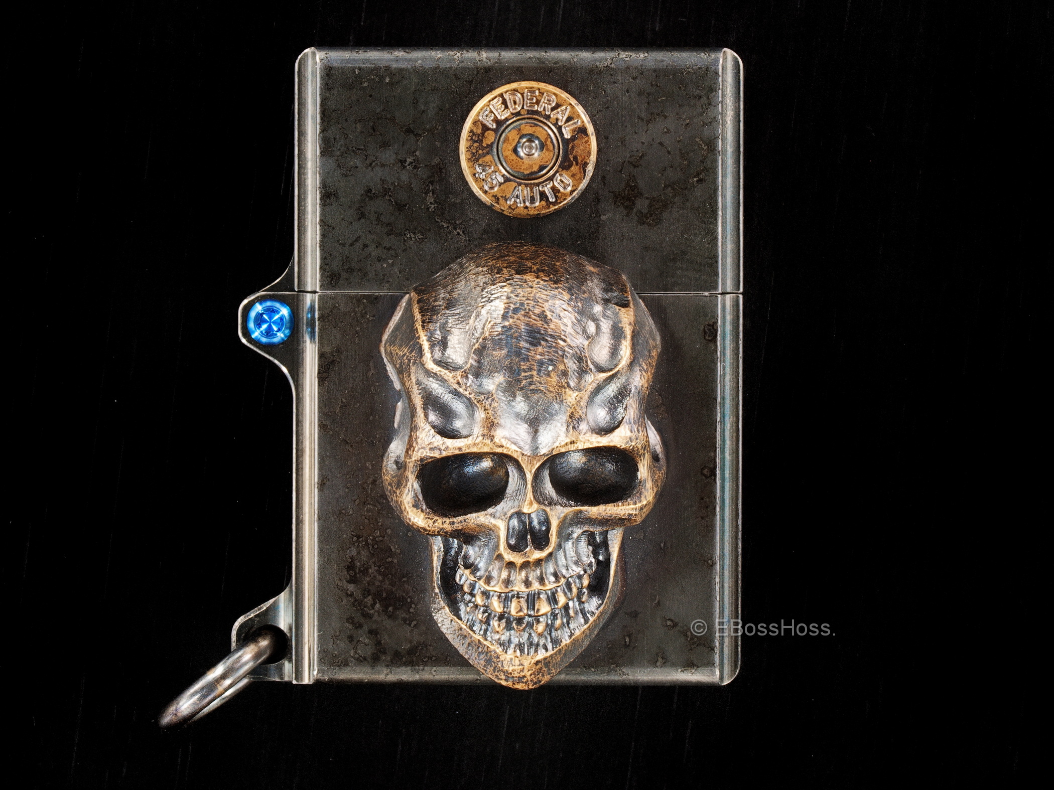 Obatake - Stee lFlame Custom 3-D Sledge Lighter - with XL Darkness Skull & Federal 45