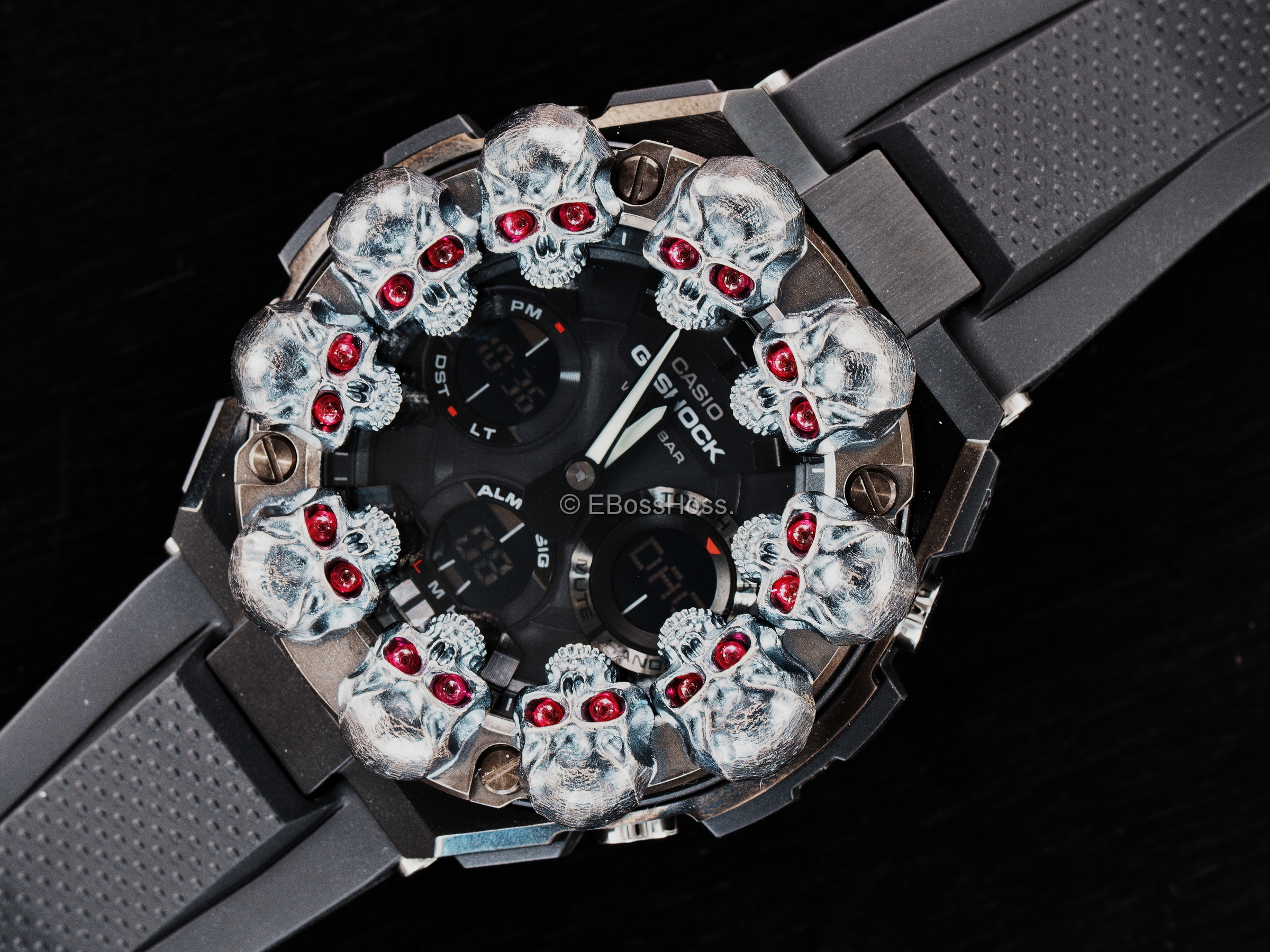 Steel Flame Custom Full Vigilant Skulls Bezel G-Shock - by Derrick Obatake