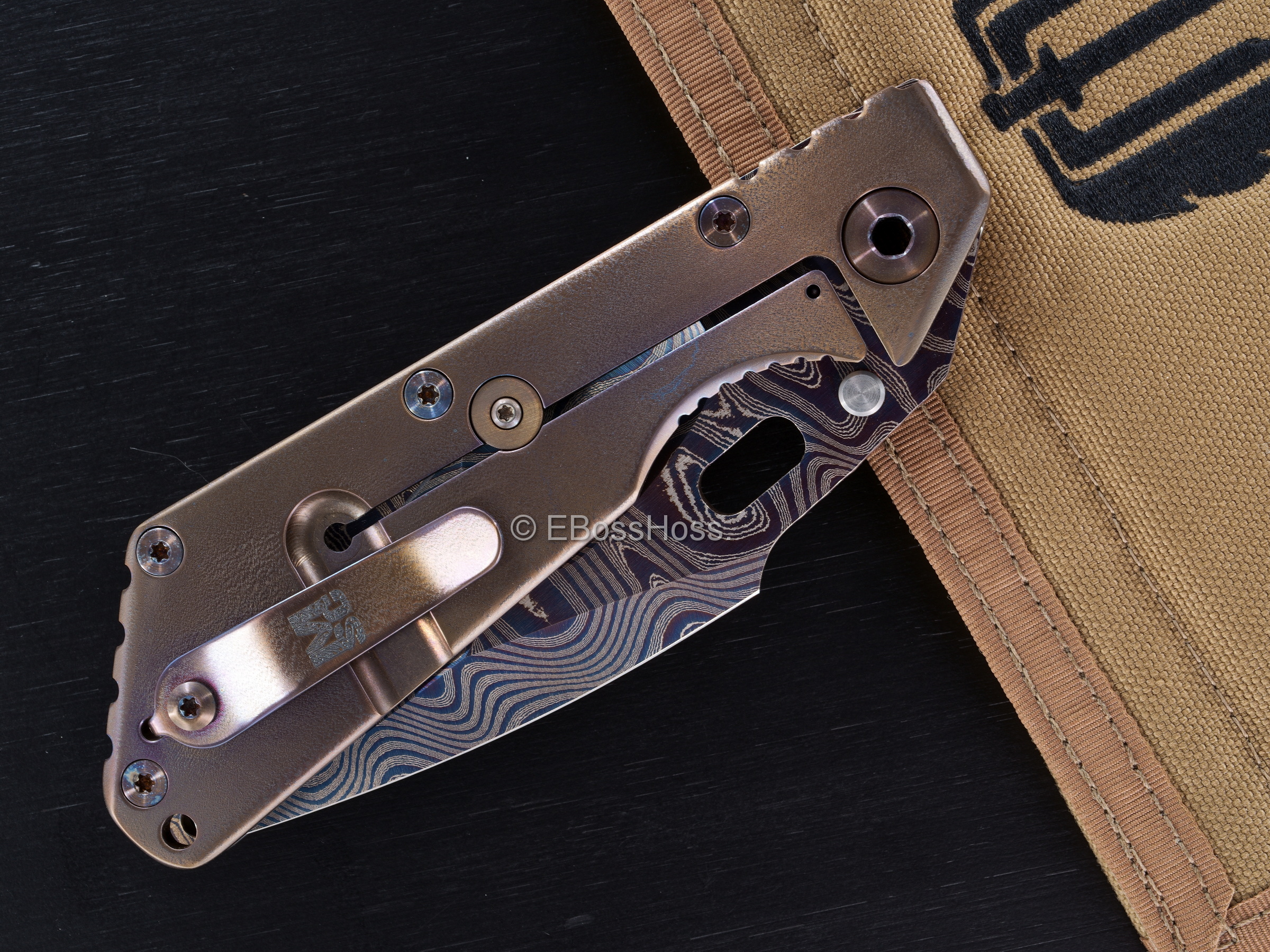 Mick Strider Custom (MSC) Cobalt-Damascus Nightmare SharkFin XL