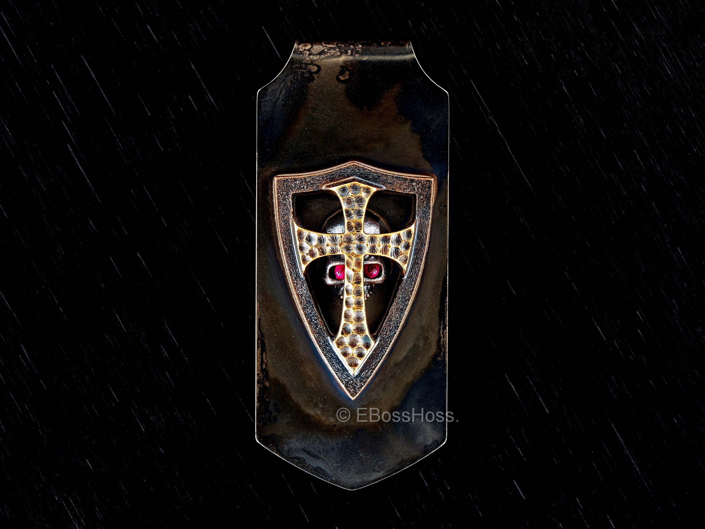 Steel Flame Vigilant Warrior Skull - Crusader Cross Money Clip